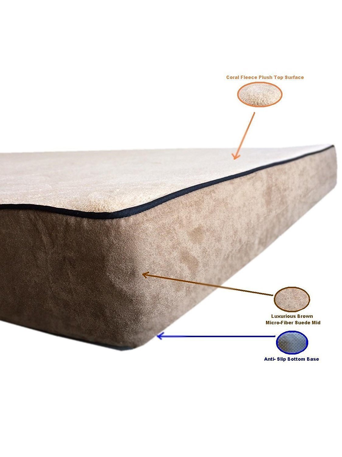 Luxury Soft Dog Bed Cover - Beige Coral Fleece, Non-Slip Zippered (47