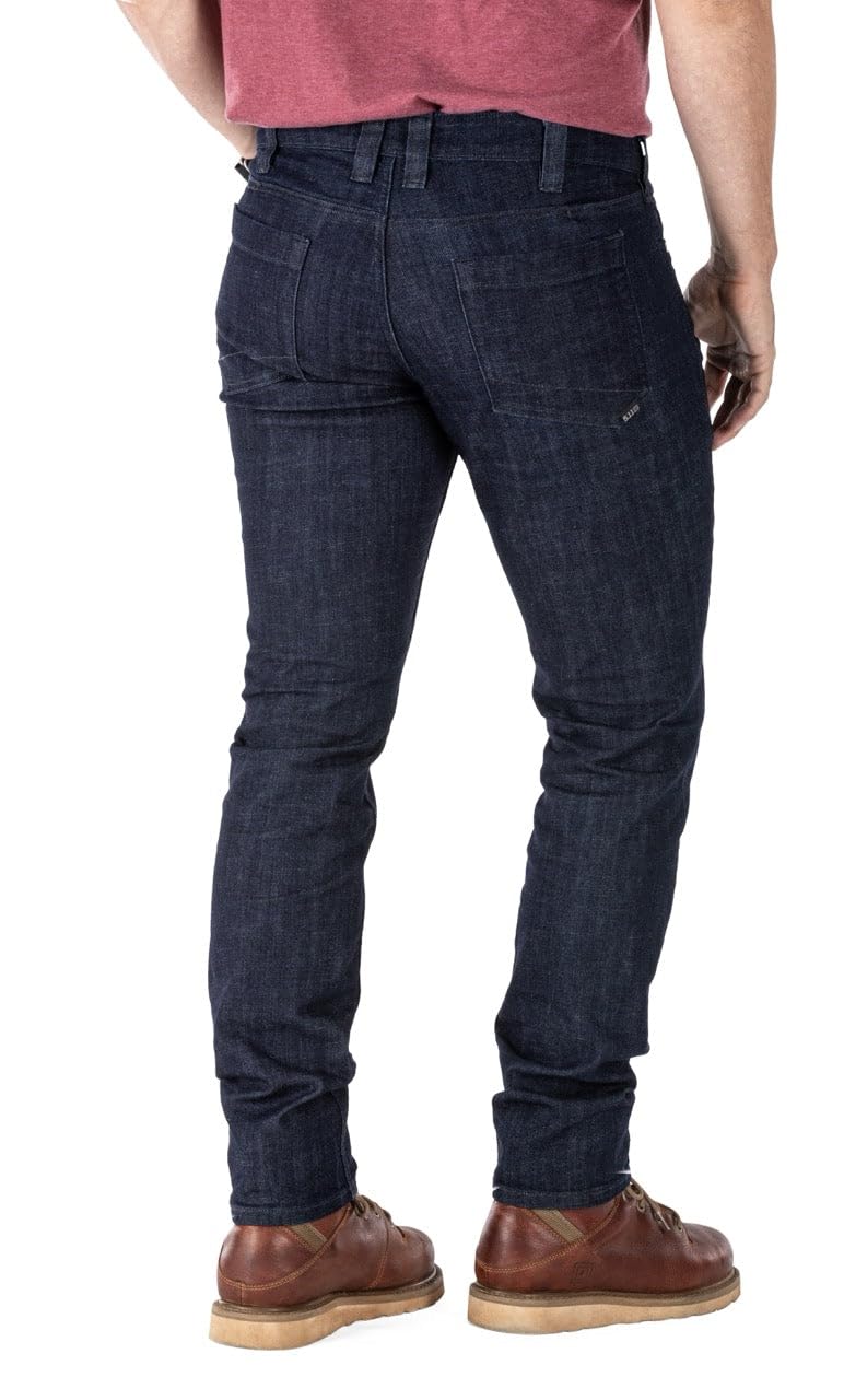 5.11 Tactical Men's Defender-Flex Slim Jeans - Stretch Comfort, Fitted Waistband, 7 Utility Pockets (Style 74465) - Perfect for Outdoor Adventures, Tactical Work & Everyday Wear