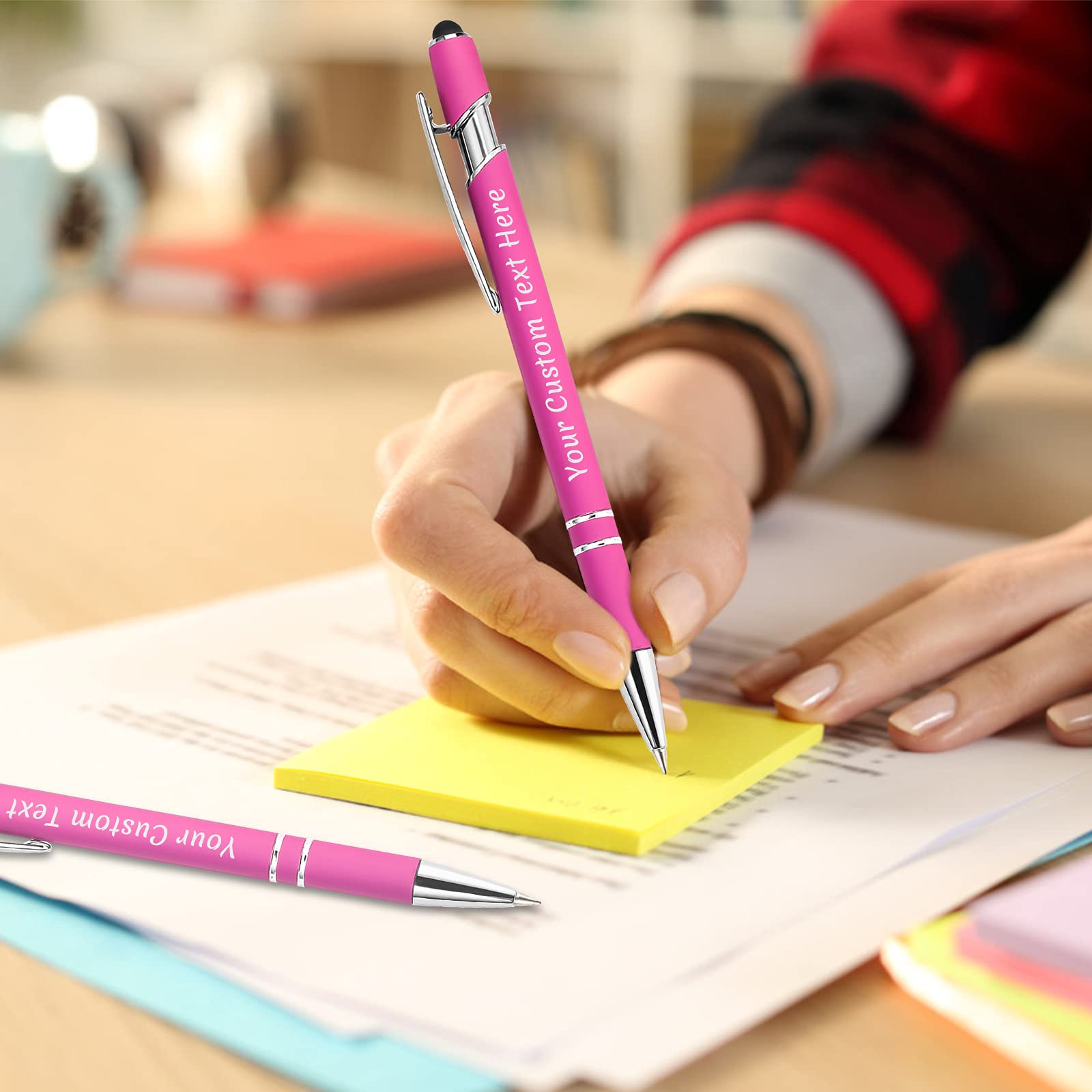 200 Pcs Personalized Custom Pens Bulk - Free Engraving with Name/Message - Custom Ballpoint Pens & Stylus for Business, Office, Graduation - Unique Gifts for Men & Women - Perfect for Christmas, Birthday, Promotions (Pink) - Ideal for Corporate Events, Employee Recognition & Special Occasions