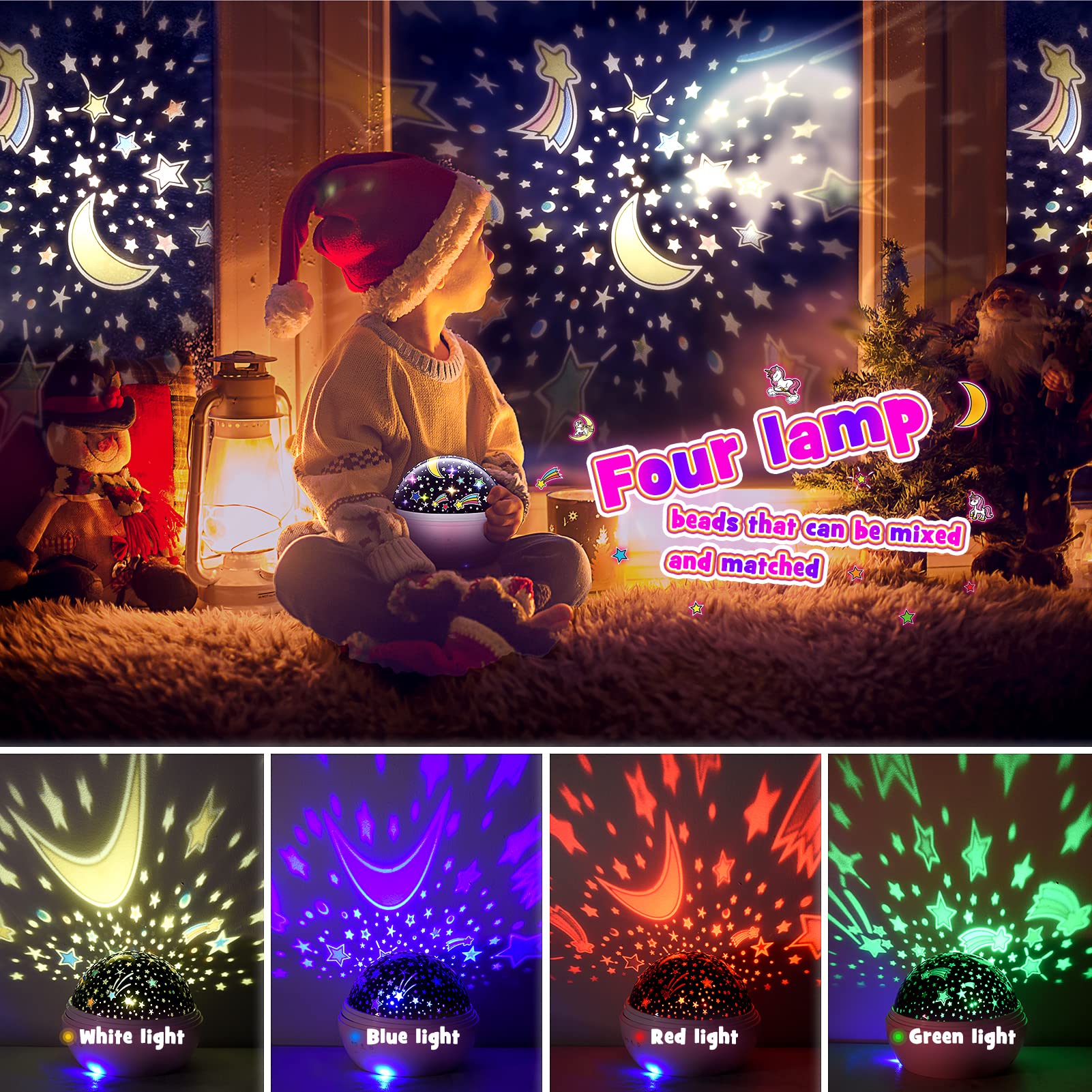 Vingtank Unicorn Night Light & Star Projector for Girls - Kids Room Decor, Birthday Gift for Ages 1-12 | Bedtime Soother, Nursery Lighting, Party Decoration