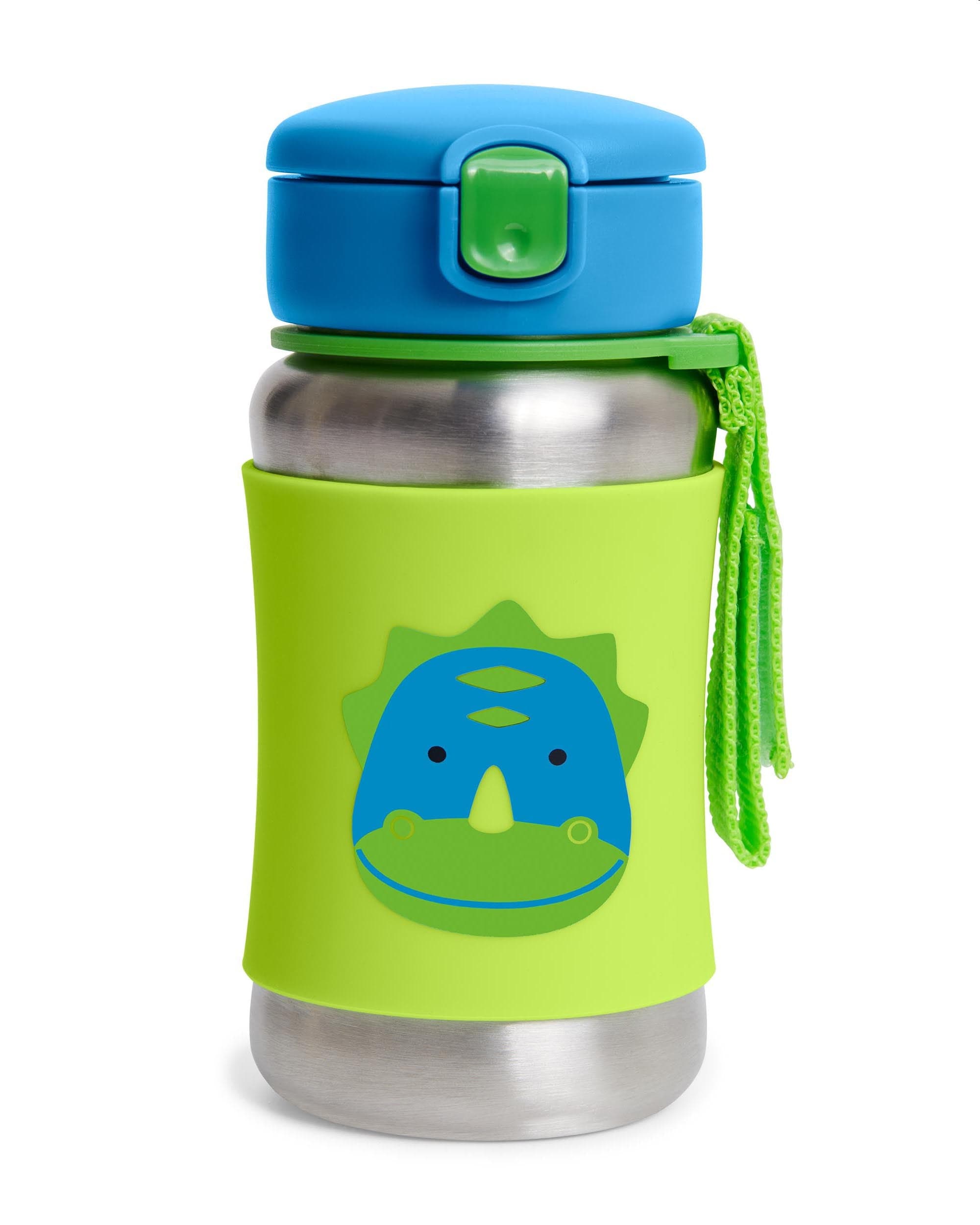 Skip Hop Zoo Stainless Steel Straw Bottle - Insulated Kids Water Bottle with Leak-Proof Lid, BPA-Free & Eco-Friendly - Perfect for School, Travel & Outdoor Activities