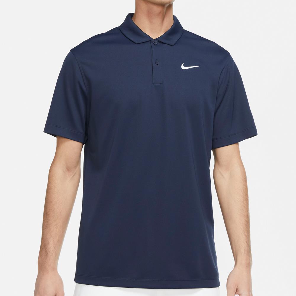 Nike Men's Dri-FIT Solid Performance Polo Shirt - Obsidian/White - Moisture-Wicking & Breathable for Golf, Work & Casual Wear