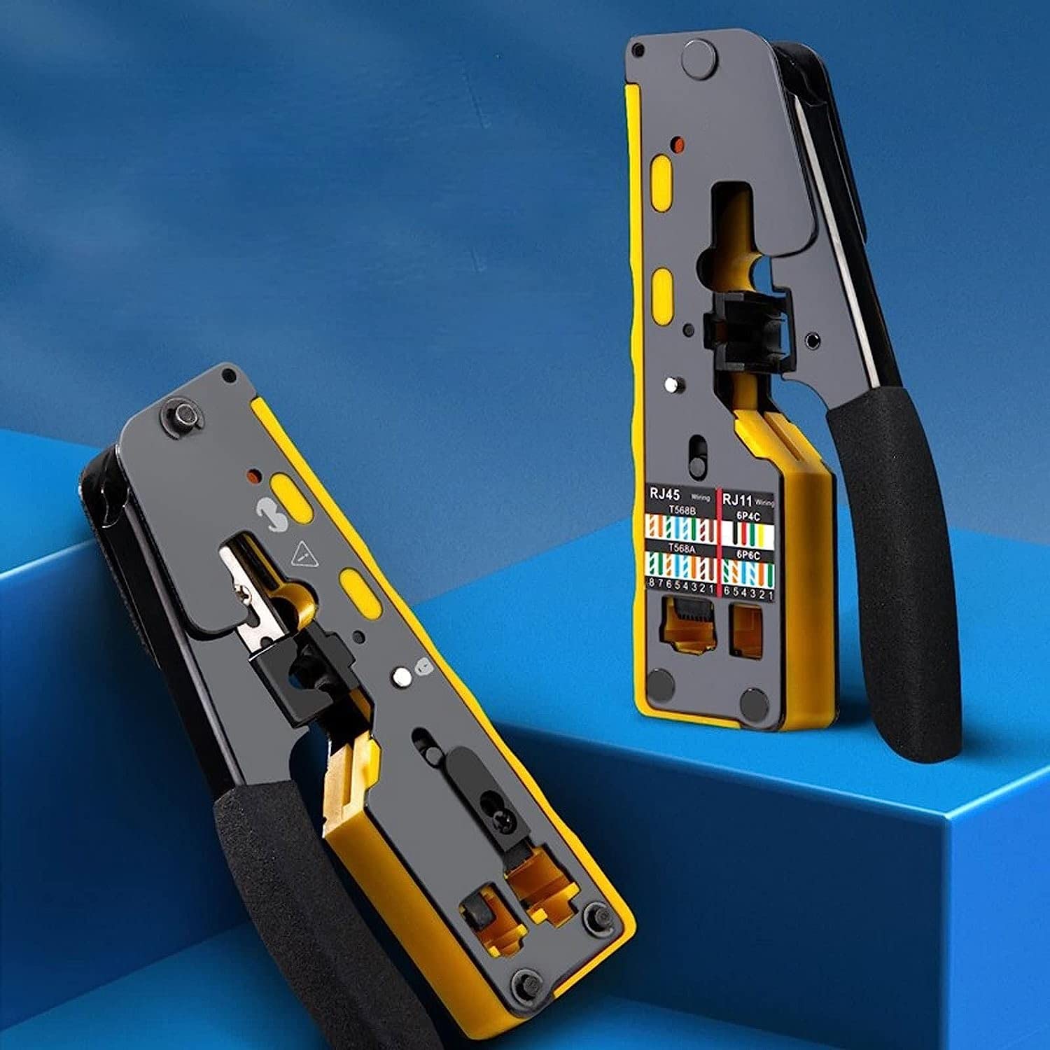 AVFORA Mini Crimping Tool - Multifunctional Integrated Network Cable Crimper for Ethernet, RJ45, Coaxial & Phone Wires - Wire Stripper & Cutter for Home, Office & DIY Networking Projects