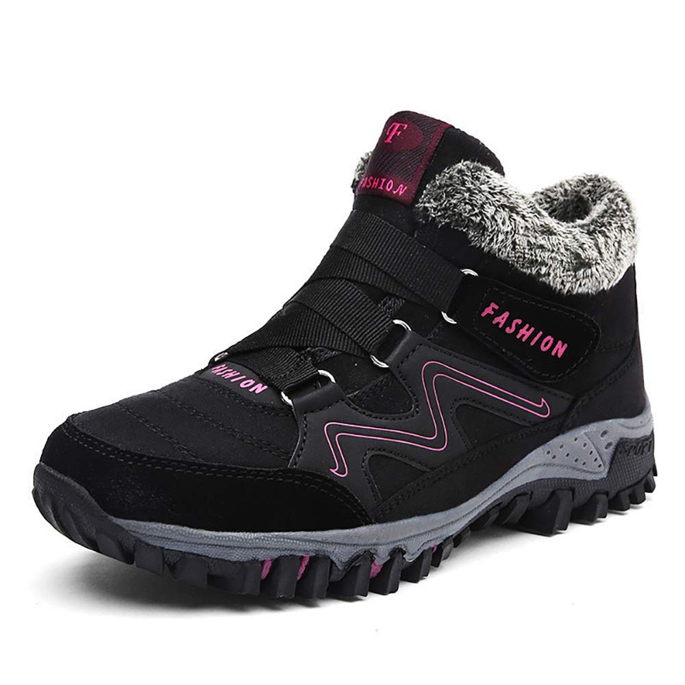 Women's Winter Thermal Faux Fur Lined Leather Platform High Top Boots - Non-Slip Hiking Shoes for Outdoor Walking, Snow & Cold Weather Fashion