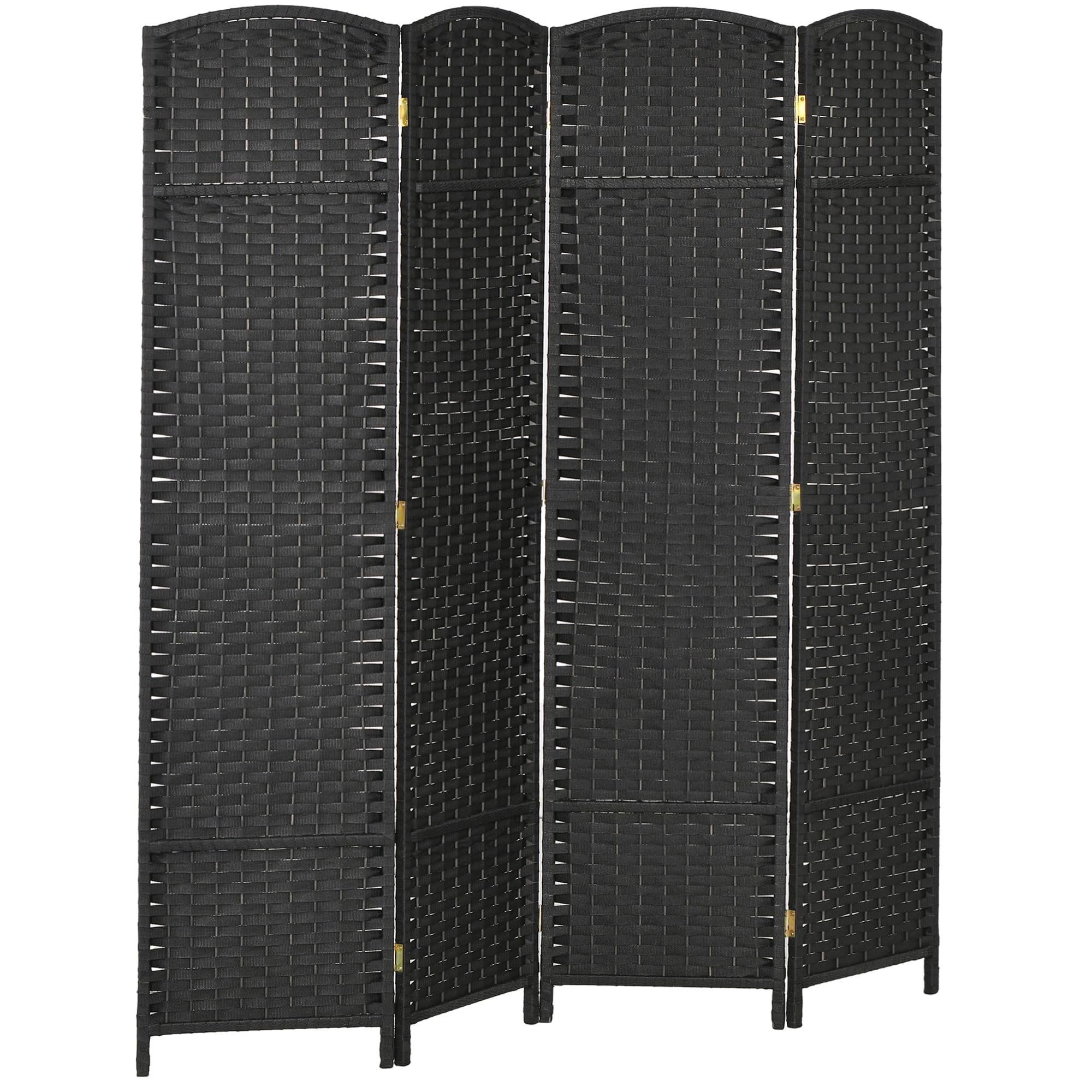 HOMCOM 4 Panel Folding Room Divider Privacy Screen - 5.6 Feet Tall Freestanding Partition for Home Office, Bedroom, Living Room - Black | Space Separator for Privacy & Room Organization