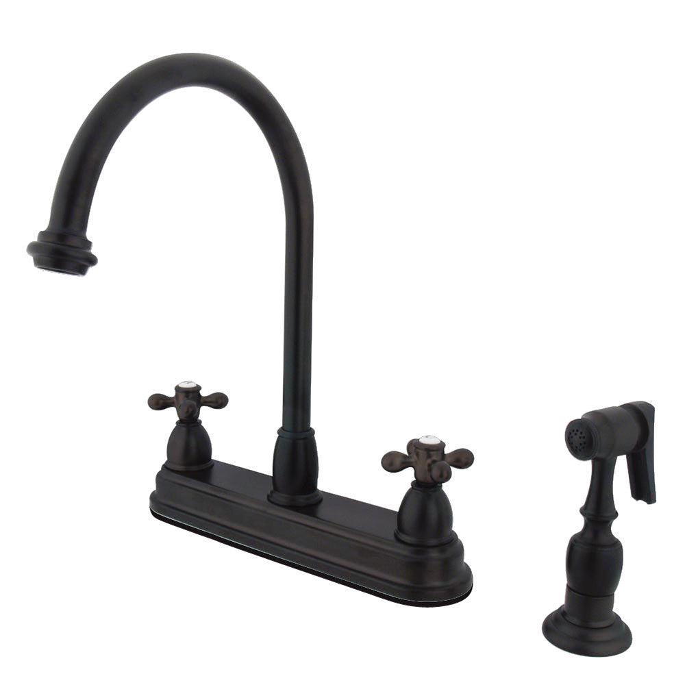 Kingston Brass KB3752AXBS Restoration Centerset Kitchen Faucet - High Arc Pull Down Sprayer, Oil Rubbed Bronze Finish, Commercial Grade for Modern Farmhouse & Restaurant Kitchens