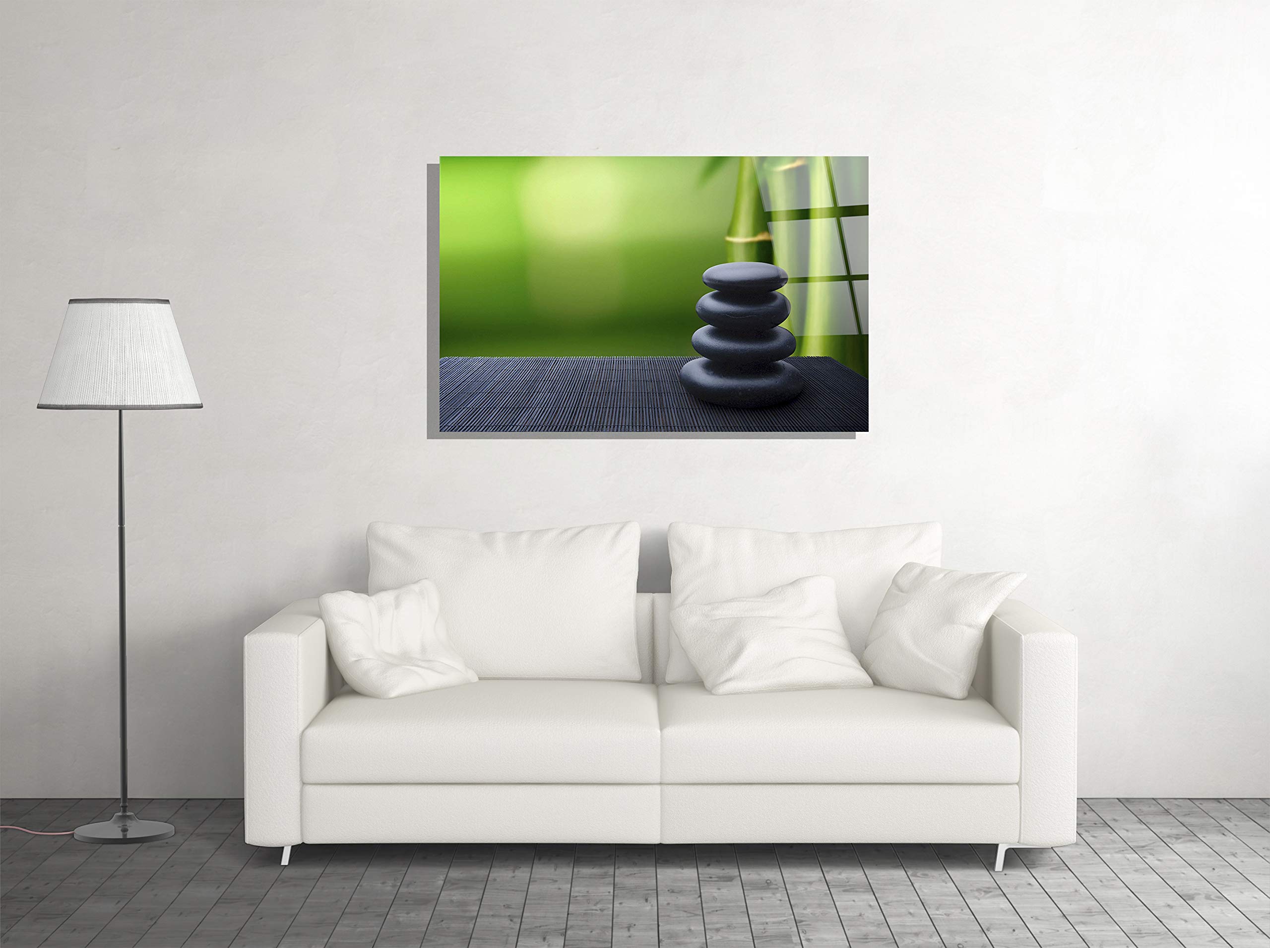 Bamboo Stones SPA Therapy Home Decor Print - Tempered Glass Wall Art Gift for Relaxation & Zen Decor - Perfect for Bathroom, Living Room & Bedroom Decor