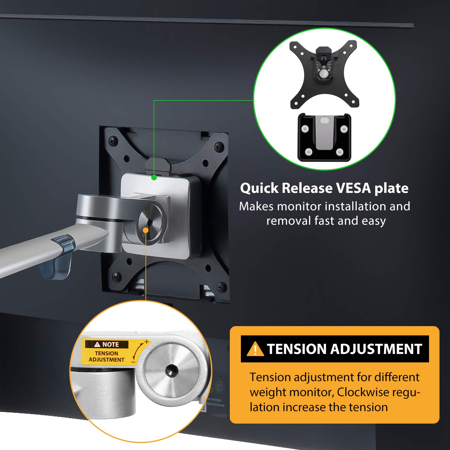 Viozon Adjustable Dual Monitor and Laptop Mount Stand - 2-in-1 Ergonomic Desk Clamp for 17-32 Inch LCD Screens & 12-17 Inch Laptops (Silver) - Perfect for Home Office, Gaming Setup, and Workspace Organization