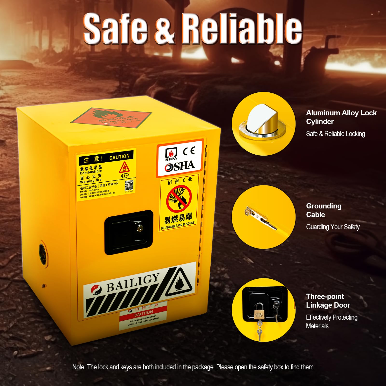 22x18x18 Inch Flammable Liquid Safety Cabinet - Heavy Duty Cold Rolled Steel Hazardous Material Storage for Industrial & Home Use | Chemical Storage, Workshop Safety, Garage Organization