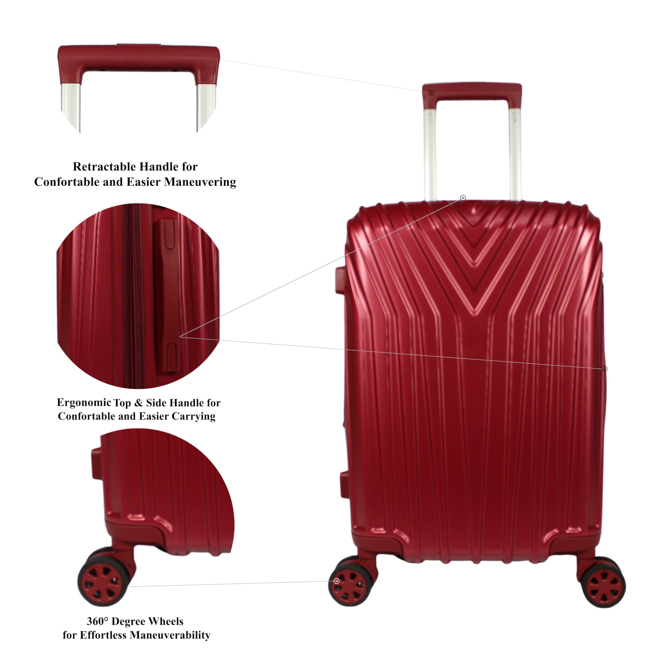 World Traveler Skyline Hardside Expandable Spinner Luggage with TSA Lock - Scratch-Resistant Burgundy Suitcase, 24-inch - Perfect for International Flights & Business Travel