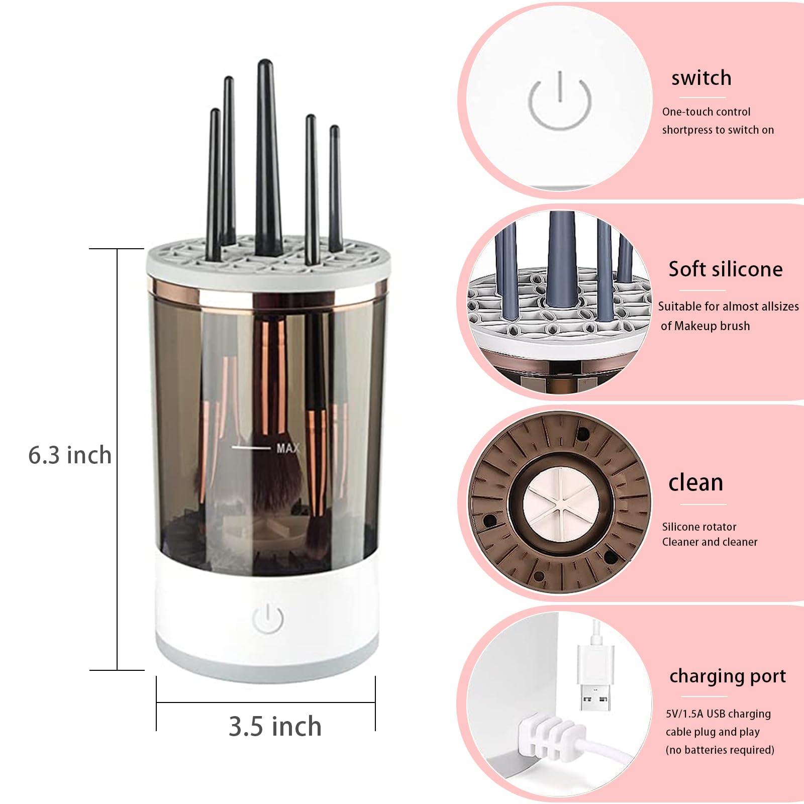 IGIA CYCLONE Makeup Brush Cleaner - Professional Silicone Brush Cleaning Tool for Cosmetics, Foundation, Eyeshadow, and Blush Brushes - Perfect for Home and Salon Use