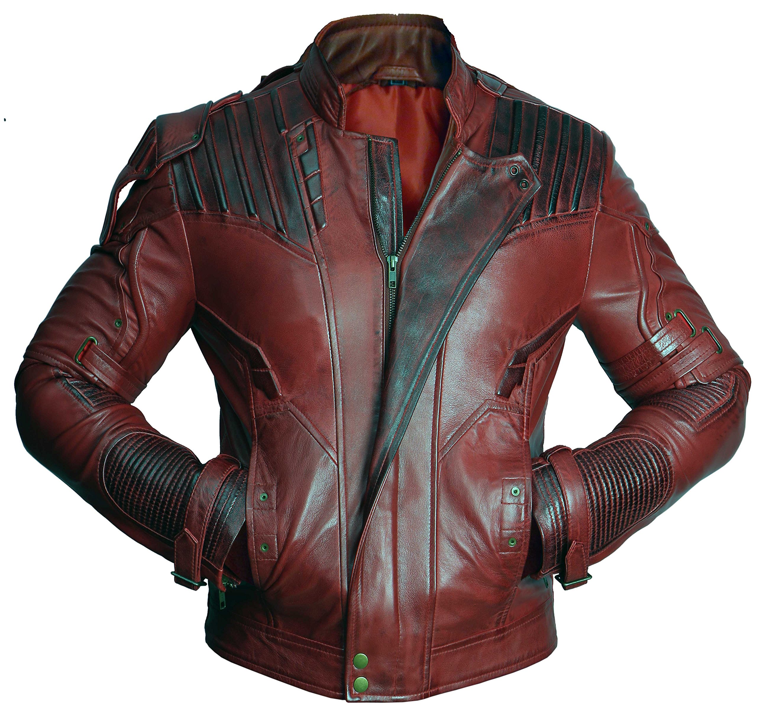 Premium Men's Leather Biker Jacket - G-Galaxy Themed Maroon Motorcycle Jacket | Vintage Movie-Inspired Design | Perfect for Riding, Casual Wear & Cosplay