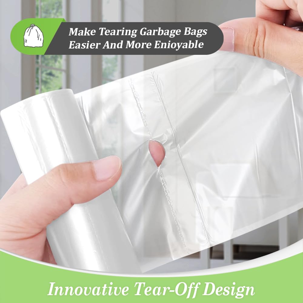 Teivio 2 Gallon 220 Counts Heavy Duty Trash Bags - Clear Small Plastic Garbage Bags for Bathroom, Kitchen, Office & Home Use | Perfect for Waste Bins, Can Liners & Daily Disposal Needs