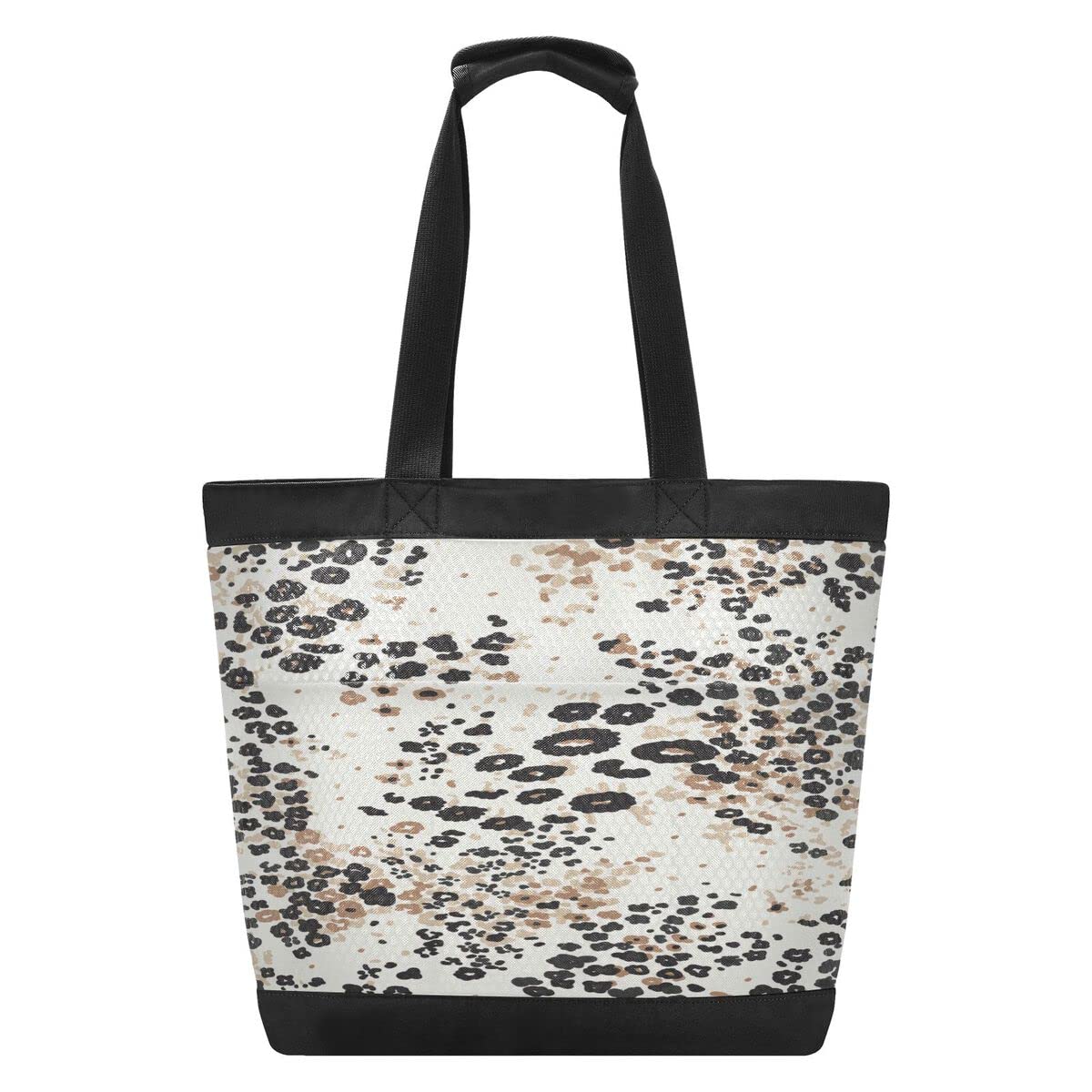 ALAZA Brown Floral Leopard Print Mesh Beach Bag for Women - Lightweight Travel Shopping Tote with Pockets - Perfect for Pool, Vacation, Gym & Daily Use
