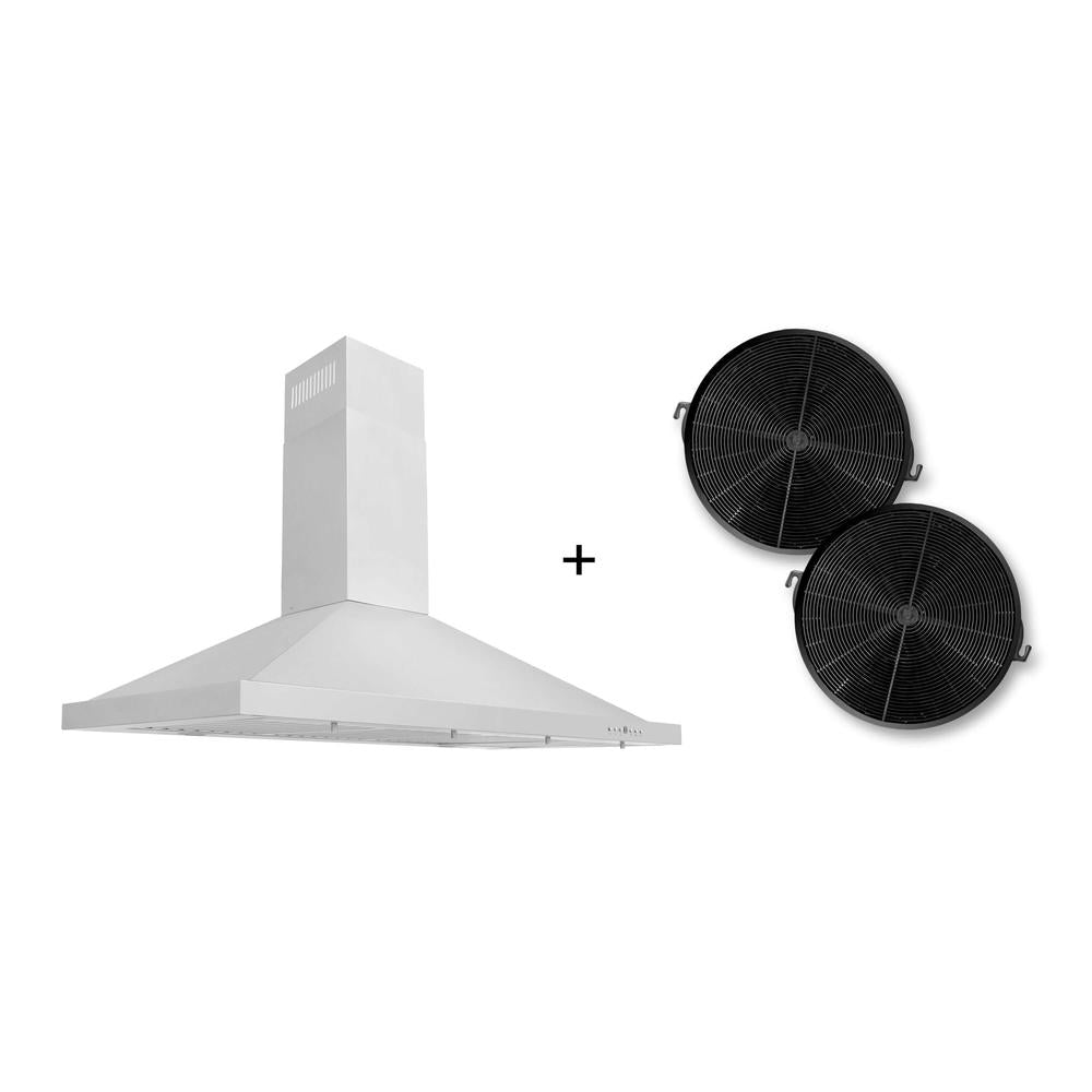 ZLINE 48 Inch Stainless Steel Wall Mount Range Hood with Charcoal Filters - Recirculating Kitchen Vent Hood for Smoke and Odor Removal - Perfect for Modern Home Kitchens (KB CF 48)