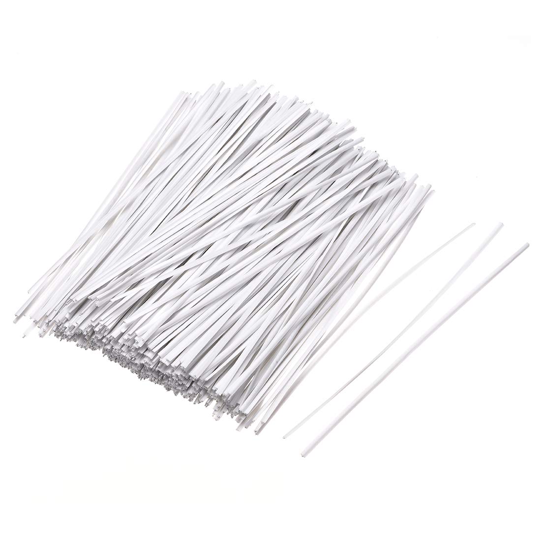 uxcell 1000pcs Metallic Twist Ties 100mmx1.8mm White Plastic Cable Cord Ties for Organizing Wires, DIY Crafts & Home Office Use