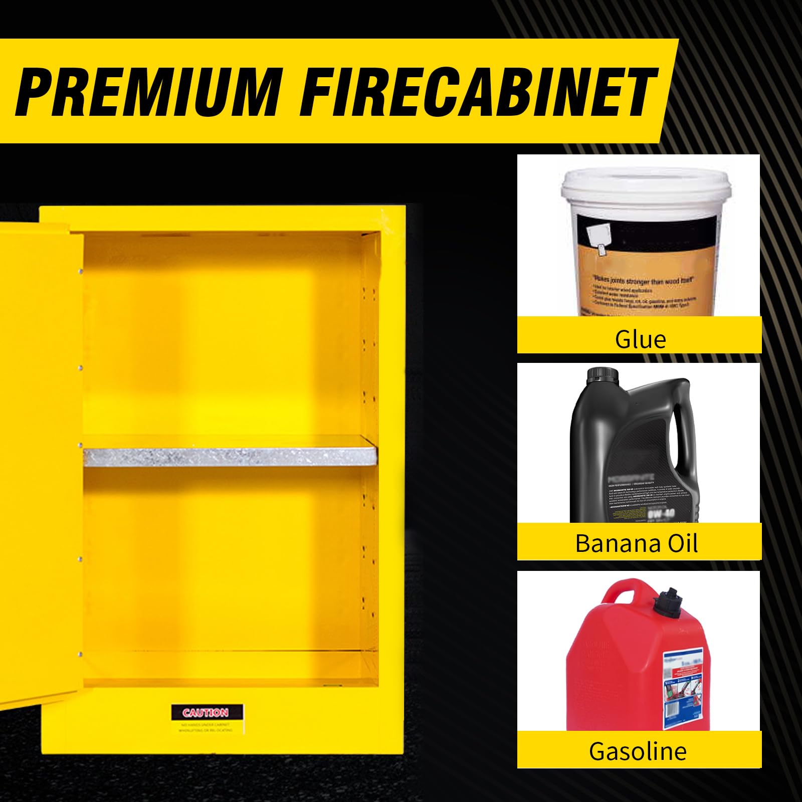 12 Gallon Flammable Safety Storage Cabinet - Explosion-Proof & Fireproof Chemical Cabinet (Yellow) | OSHA Compliant for Garage, Workshop & Laboratory Use