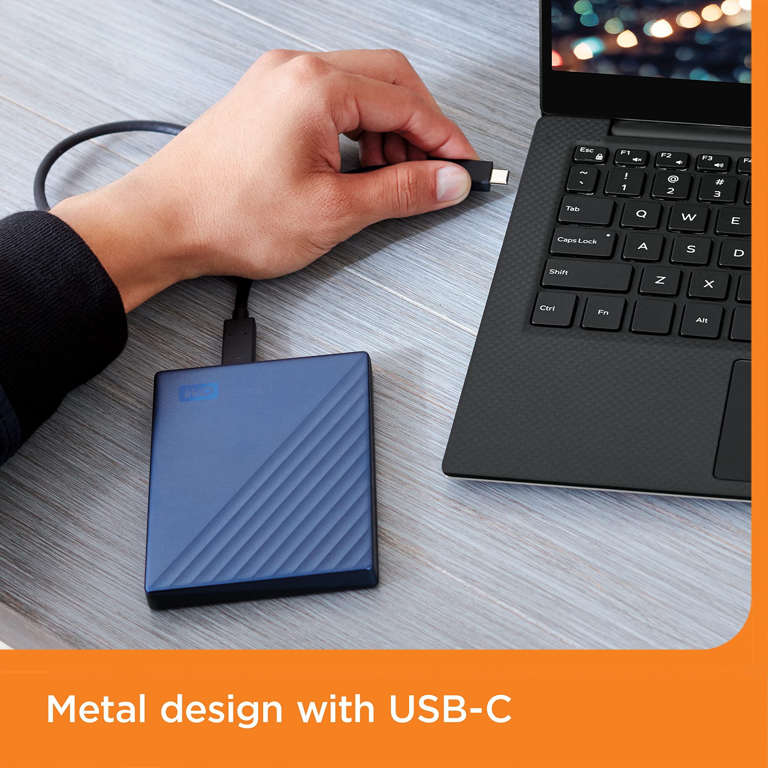 WD 6TB My Passport Ultra Portable External Hard Drive - USB-C & USB 3.1 - Password Protection & Ransomware Defense - Backup Storage for Mac, PC, Laptop, Gaming - Blue (WDBEJA0060BBL-WESN) - Perfect for Travel, Office & Home Data Backup