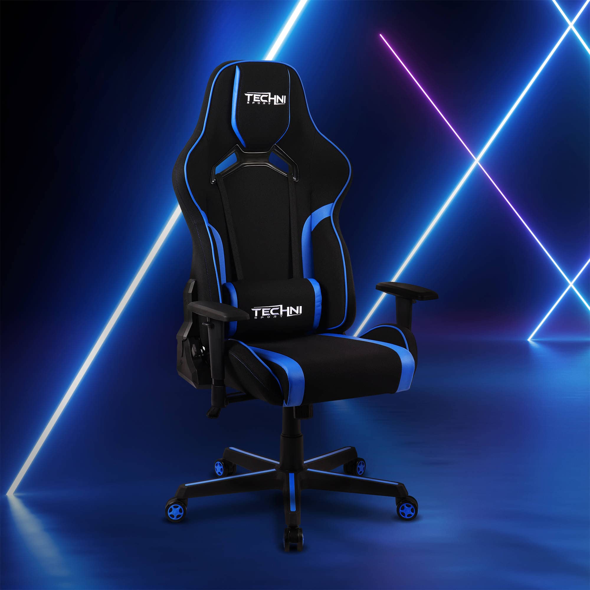 Premium Ergonomic Gaming Chair with Headrest & Lumbar Support - Adjustable Reclining Racing Style Office Chair for Adults, Men & Women - Perfect for PC Gaming, Home Office, Study & Bedroom (Blue)