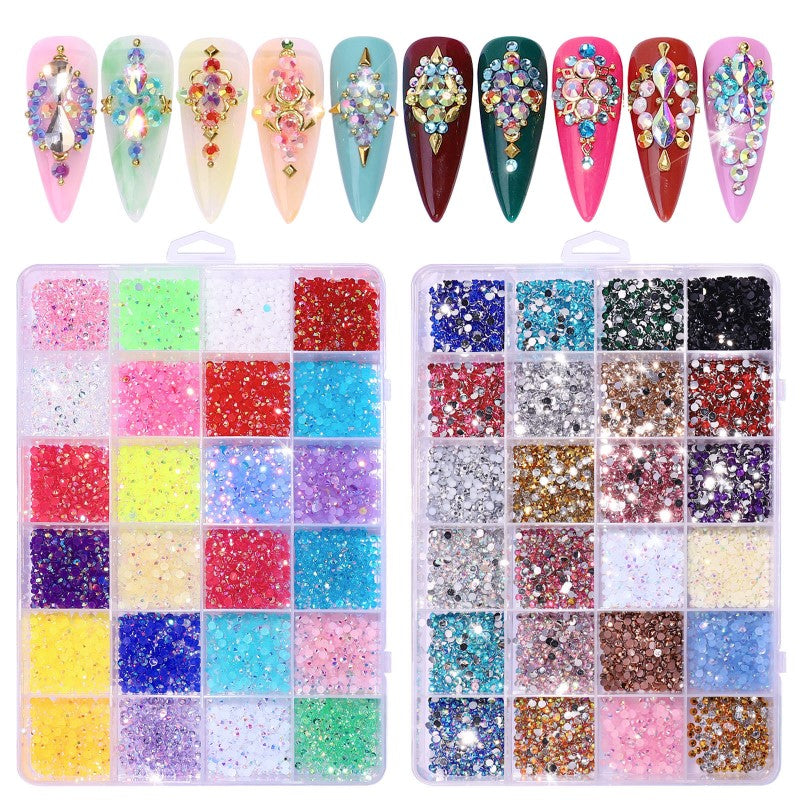 Premium Multicolor Round Nail Rhinestones Kit - 1000+ Sparkling Gems for Nail Art, DIY Manicure & Salon Designs - Perfect for Parties, Weddings, and Special Occasions