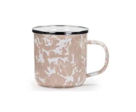 Taupe Swirl Enamel Coffee Mugs - Set of 4 (12 oz Each) - Durable Camping & Outdoor Enamelware Cups for Coffee, Tea, Hot Chocolate - Perfect for Picnics, Camping & Home Use
