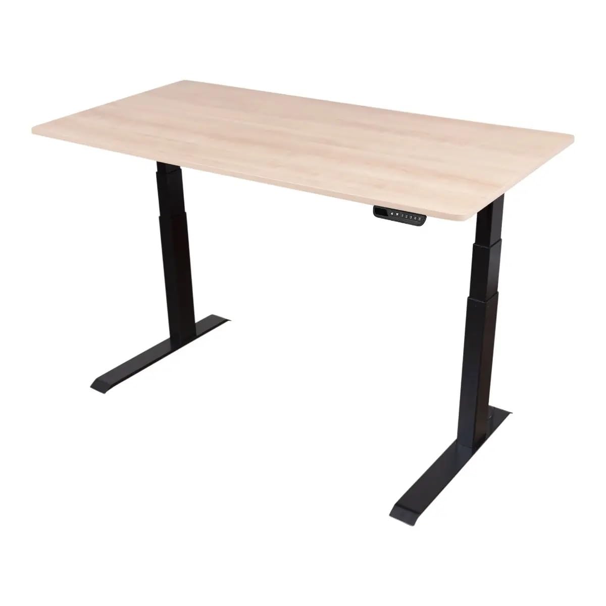 Dual Motor Electric Adjustable Height Standing Desk with Sturdy Steel Frame - Easy Assembly (Charcoal Frame/Natural Walnut Top, 60