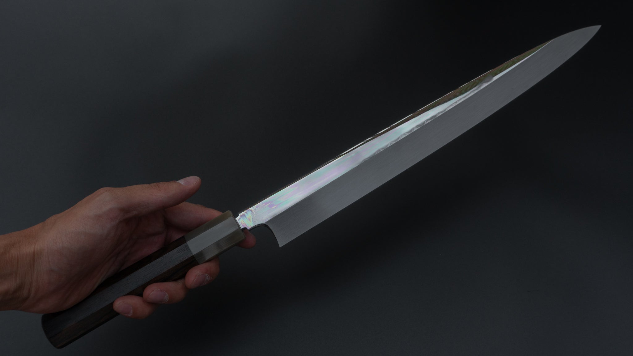 Premium Hitohira Togashi Kambei White #1 Mizu Honyaki Yanagiba 300mm Sushi Knife - Handcrafted Japanese Chef Knife with Ziricote Wood Handle & Saya Scabbard - Perfect for Sushi Chefs, Japanese Cuisine & Professional Kitchen Use