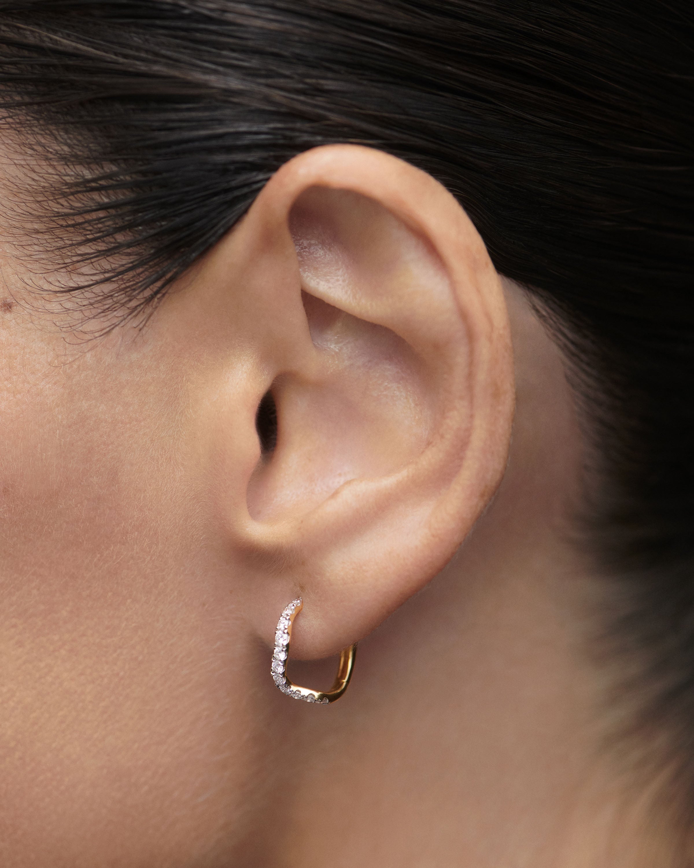 Diamond & Gold Flow Hoop Earrings for Women - Elegant Dangle Drop Hoops for Party, Wedding & Everyday Wear