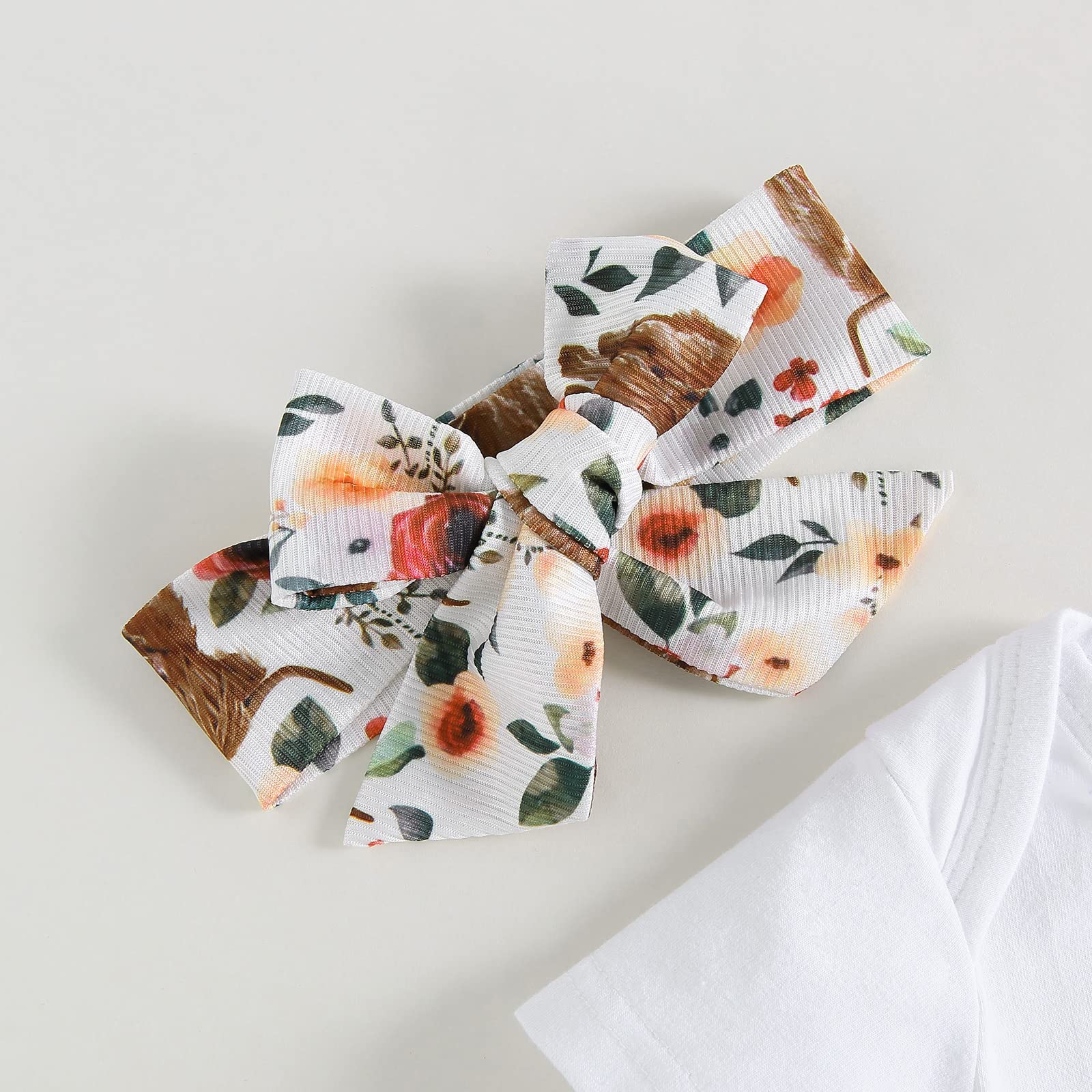 Muasaaluxi Newborn Baby Girl Outfit - Cow Print Short Sleeve Romper with Bell Bottoms & Headband | Western Style Infant Clothes for Photo Shoots, Parties & Everyday Wear
