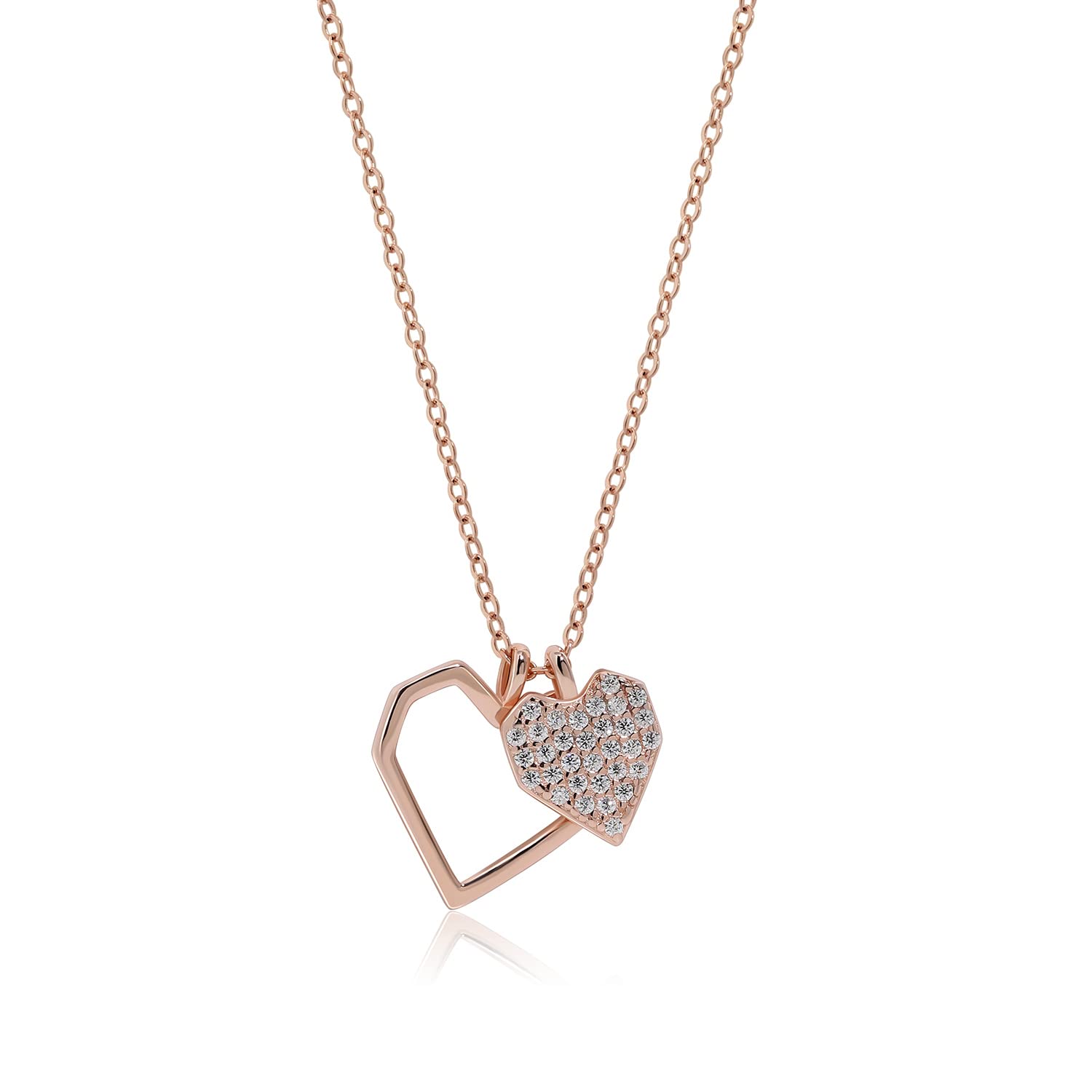 Meissa Hollow Heart Pendant Necklace for Women - Rose Gold Plated Double Love Friendship Necklace, Elegant Gift for Mother's Day, Valentine's Day & Anniversary | Perfect for Date Nights, Weddings & Special Occasions