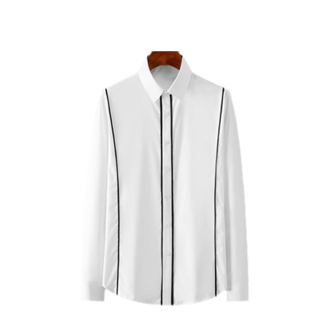 Men's Slim Fit Long Sleeve Striped Dress Shirt - Business Formal & Casual Streetwear for Office, Party & Social Events