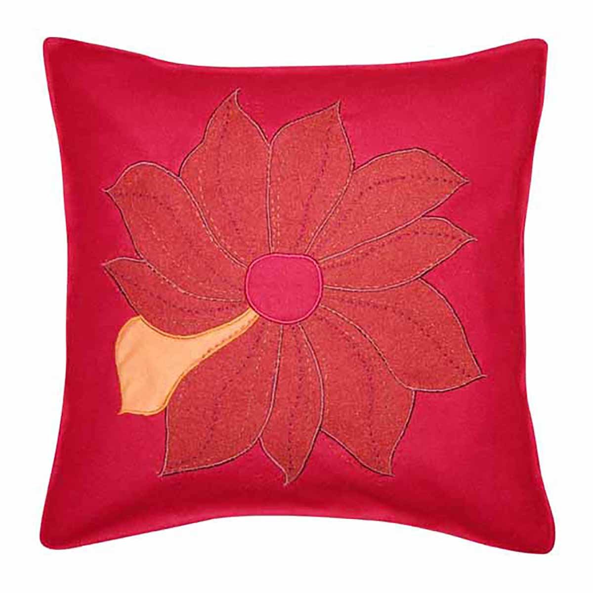C&F Home 18x18 Inch Decorative Red Floral Applique Throw Pillow - Elegant Couch Sofa Bedroom Accent Pillow for Living Room, Bed, Dorm Decor