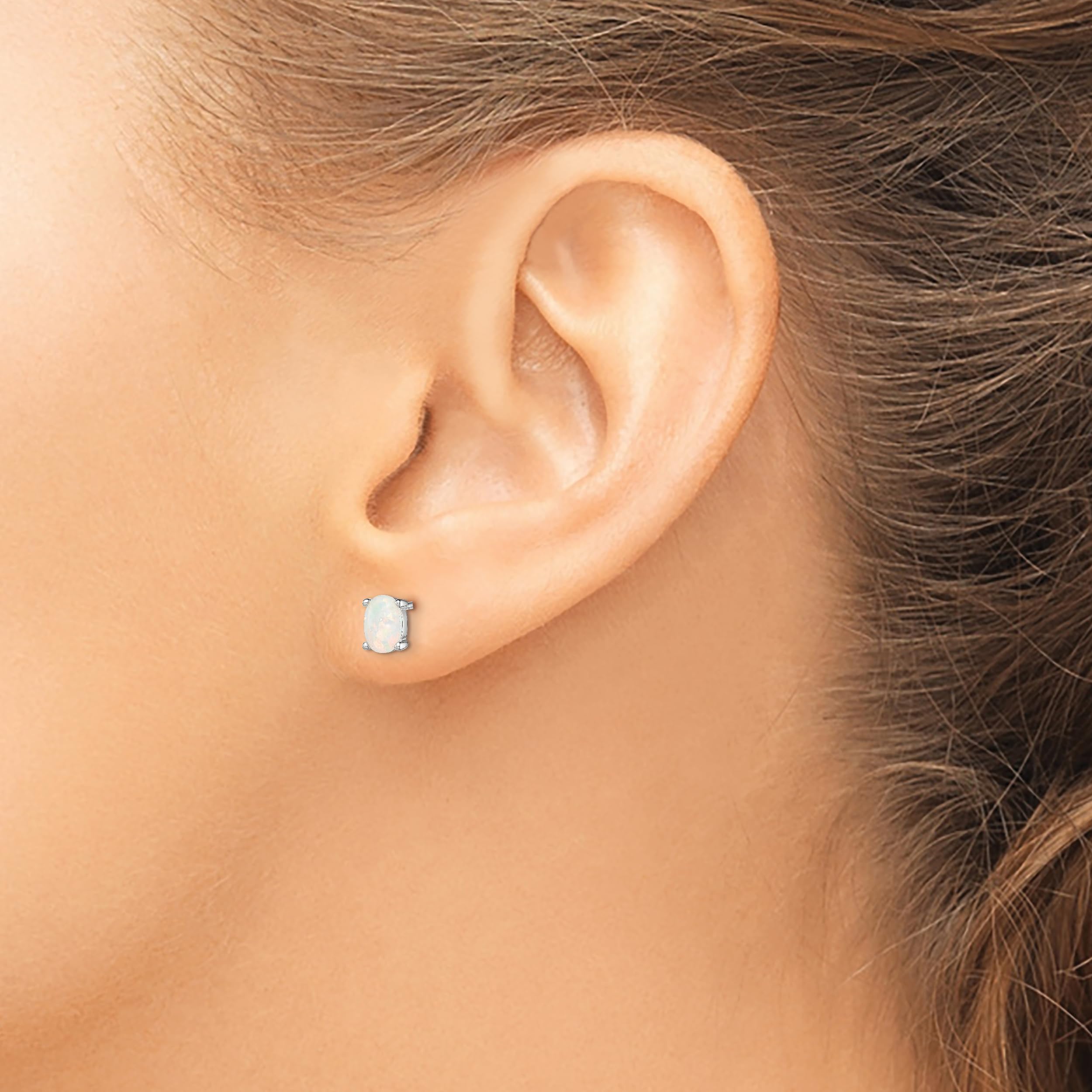925 Sterling Silver Lab Opal Stud Earrings for Women - Hypoallergenic Gemstone Jewelry - Perfect for Everyday Wear, Gifts & Special Occasions