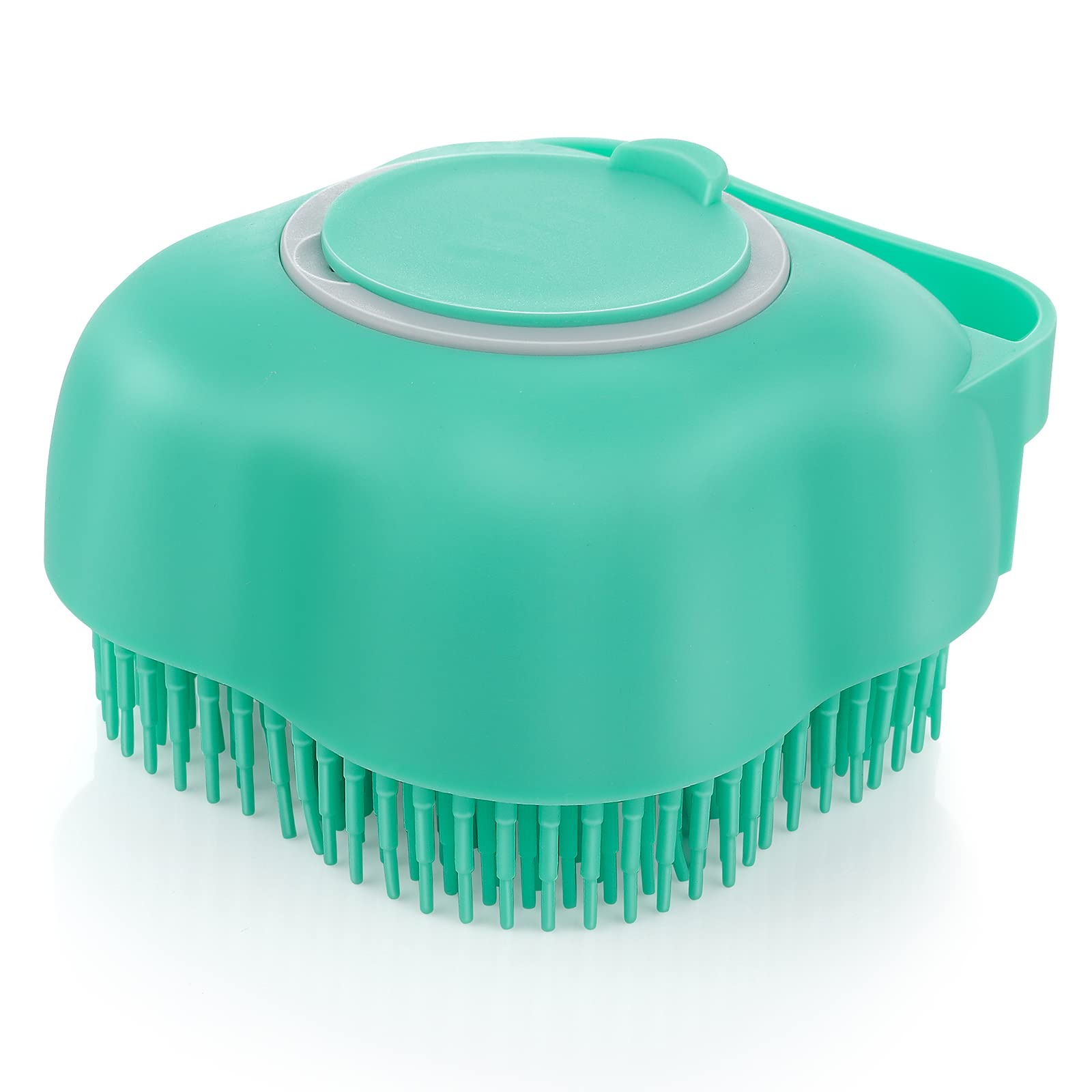 **NP Dog & Cat Bath Brush - 2 Pack Silicone Rubber Grooming Brush for Pets with Soft Massage Bristles & Shampoo Dispenser (Blue) - Perfect for Bathing, Shedding Control & Relaxing Massage**