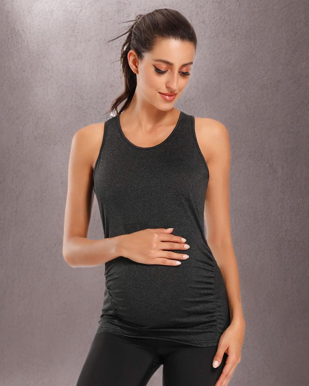 Glampunch 3-Pack Maternity Yoga Tops - Breathable Sleeveless Racerback Workout Shirts for Pregnant Women | Comfortable Pregnancy Activewear for Yoga, Gym & Daily Wear