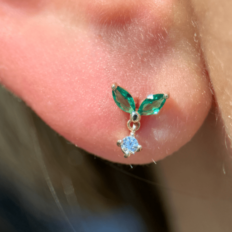 14K Yellow Gold Emerald Double Marquise Drop Earrings for Women – Elegant Dangle Earrings for Weddings, Parties & Special Occasions