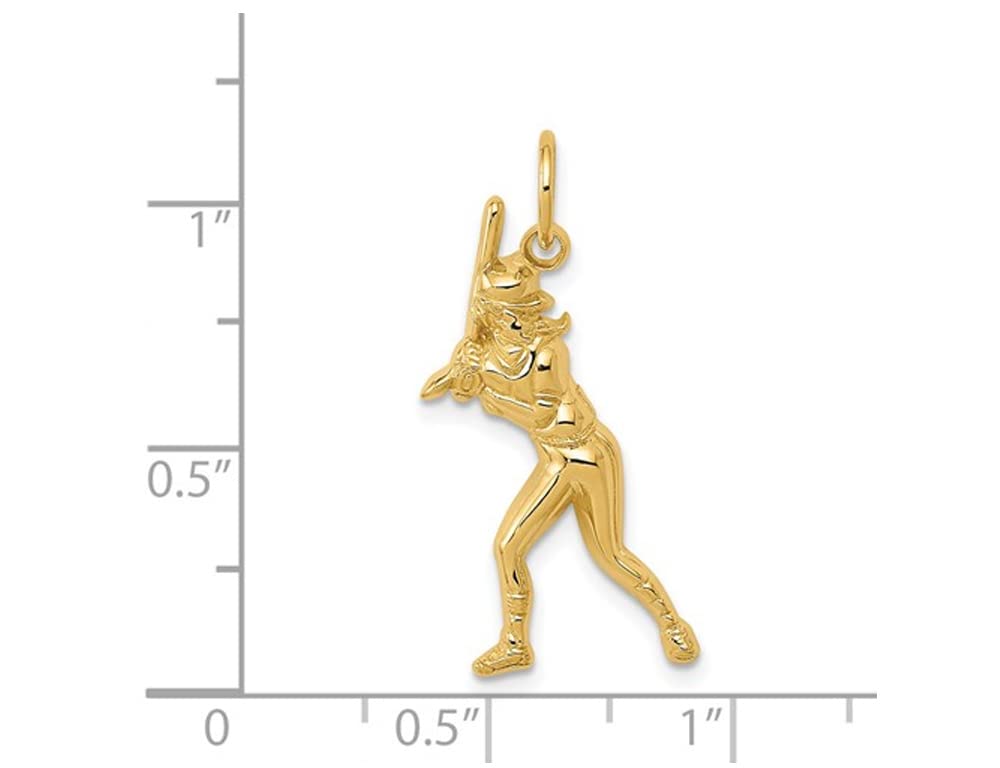 14K Yellow Gold Baseball Player Charm Pendant Necklace for Men & Women - Perfect Gift for Baseball Fans & Sports Lovers - Game Day Jewelry & Everyday Wear