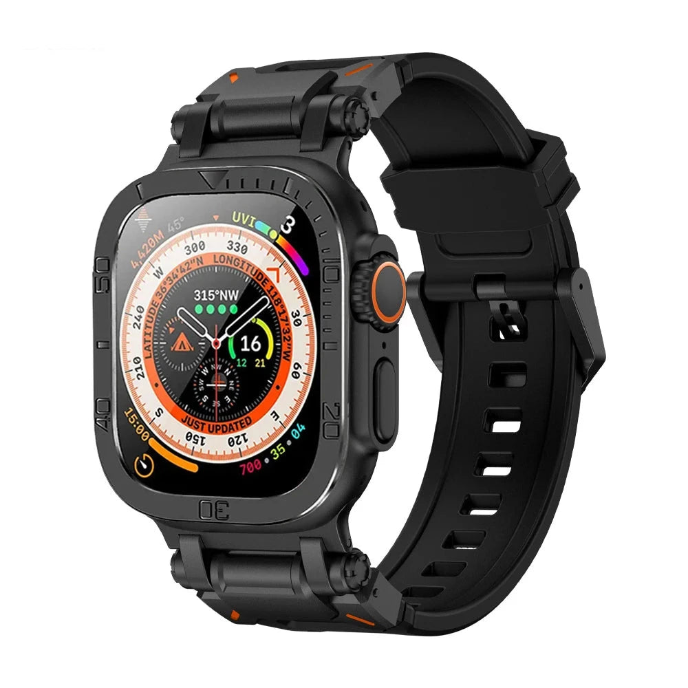 Durable Silicone Band with Stainless Steel Case & Tempered Glass - Perfect for Outdoor Sports, Fitness & Everyday Wear