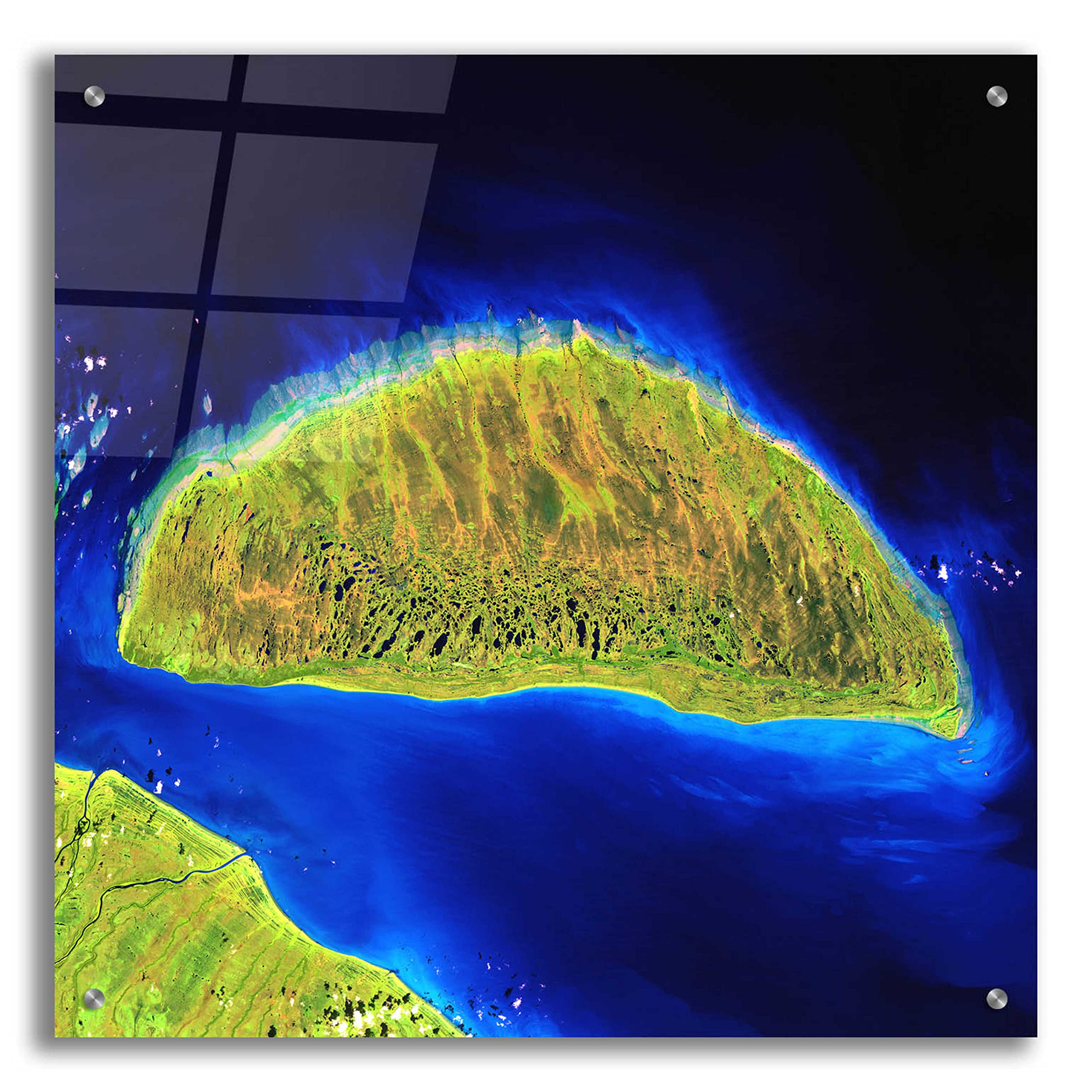 Epic Art 'Earth as Art: Island Rebound' - 24x24 Inch Modern Acrylic Glass Wall Decor - Stunning Home & Office Wall Art - Perfect for Living Room, Bedroom or Office Decoration
