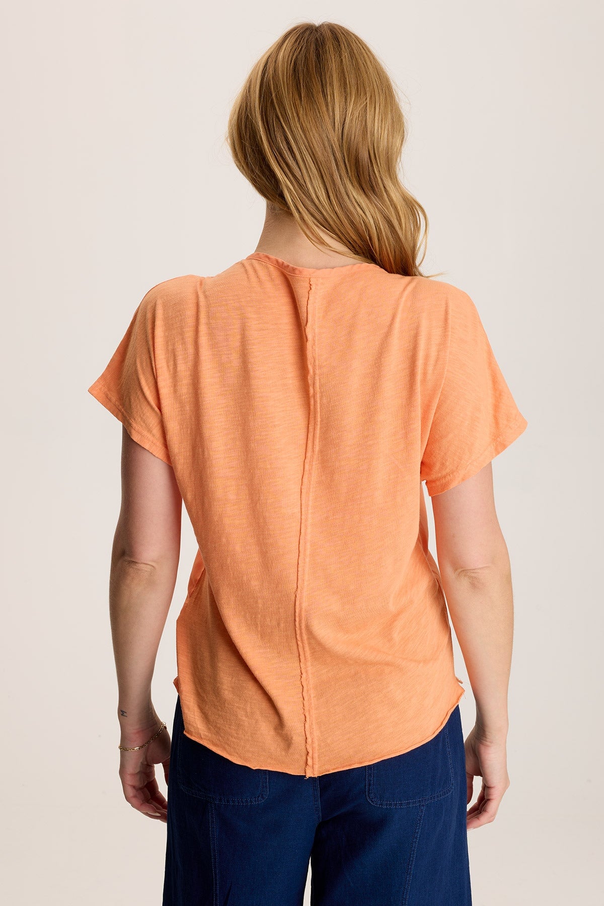 Werner Twill Ruched Cord Relaxed V Neck T-Shirt for Women - Soft Casual Tee for Everyday Wear, Lounge & Outfits