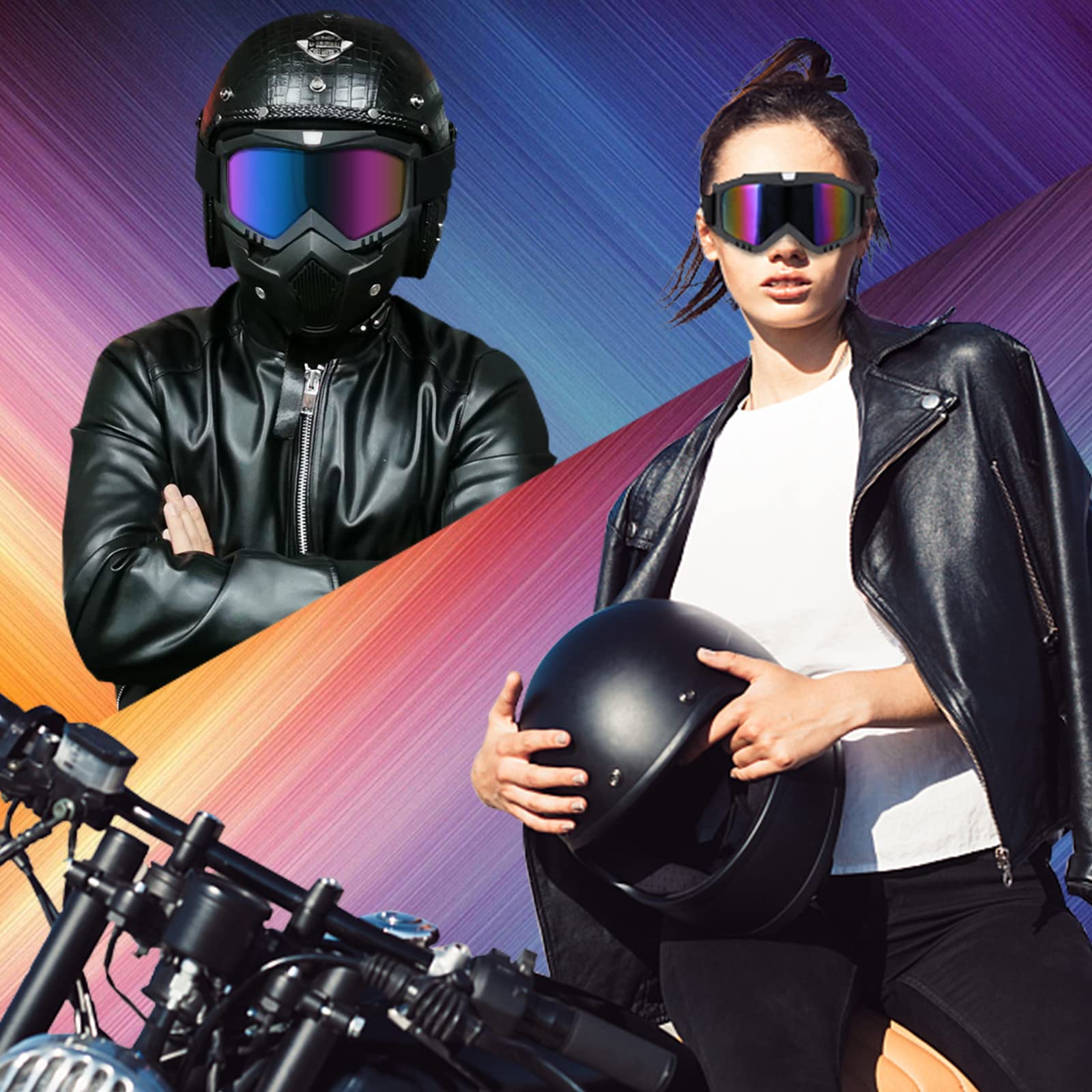 Anti-Fog Motorcycle Goggles & Detachable Paintball Mask - Dirt Bike, ATV, Ski & Airsoft Protective Gear for Outdoor Sports & Extreme Activities