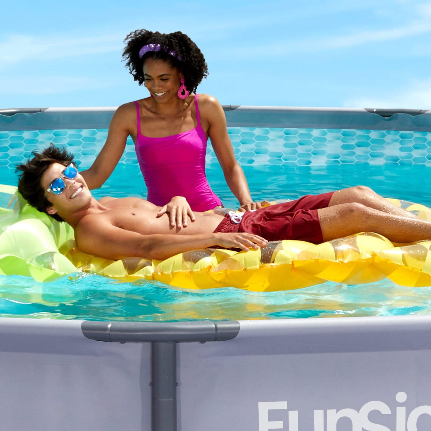 Funsicle 14 ft Oasis Inflatable Pool - Large Family Size Round Above Ground Swimming Pool for Backyard, Garden, and Outdoor Fun - Perfect for Summer Parties, Kids Play, and Relaxation