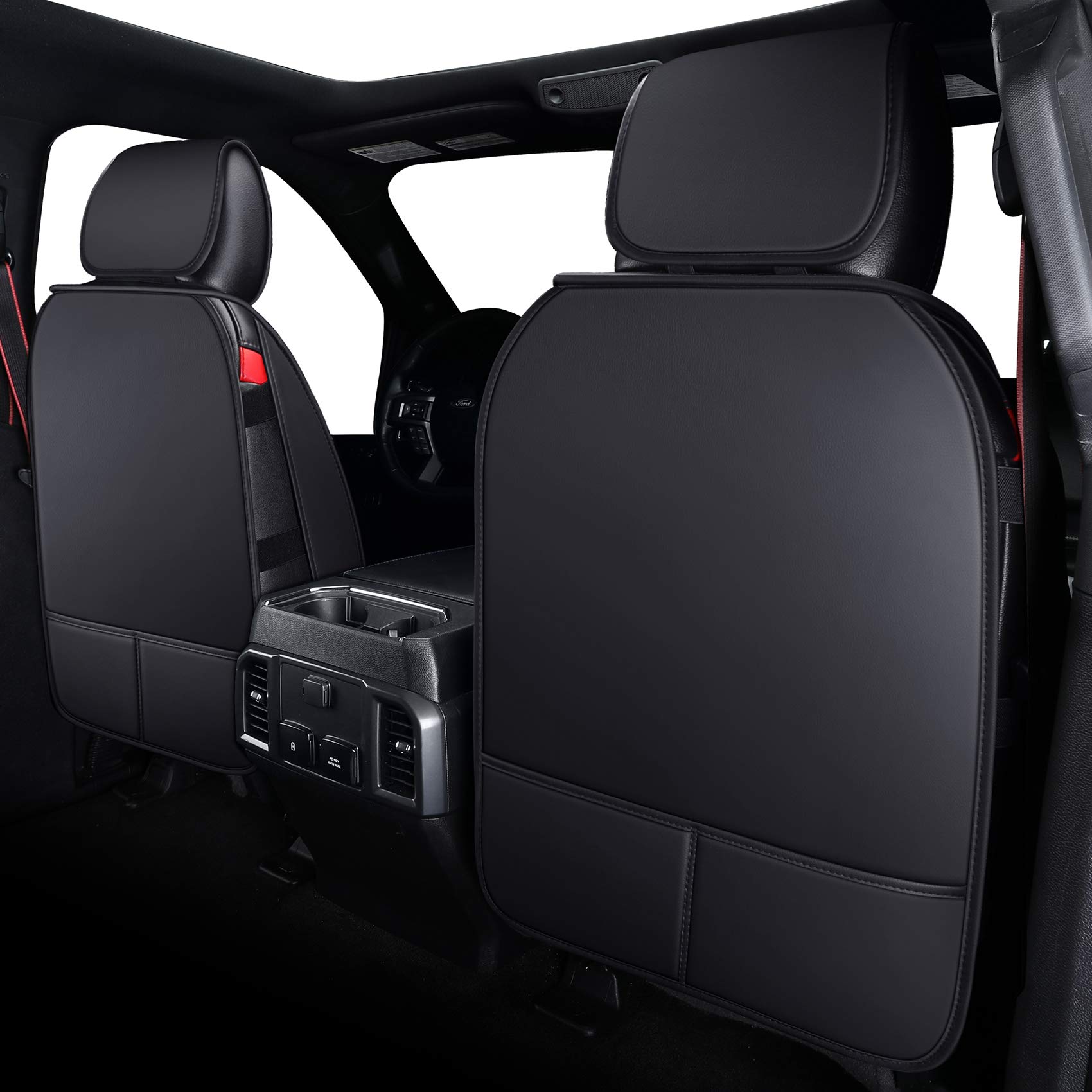 Aierxuan Waterproof Leather Seat Covers for Ford F150 F250 F350 F450 Trucks (2009-2025 Models) - Custom Fit Front Seat Protectors (2-Piece Set, Black) | Durable Protection for Work & Off-Road Adventures