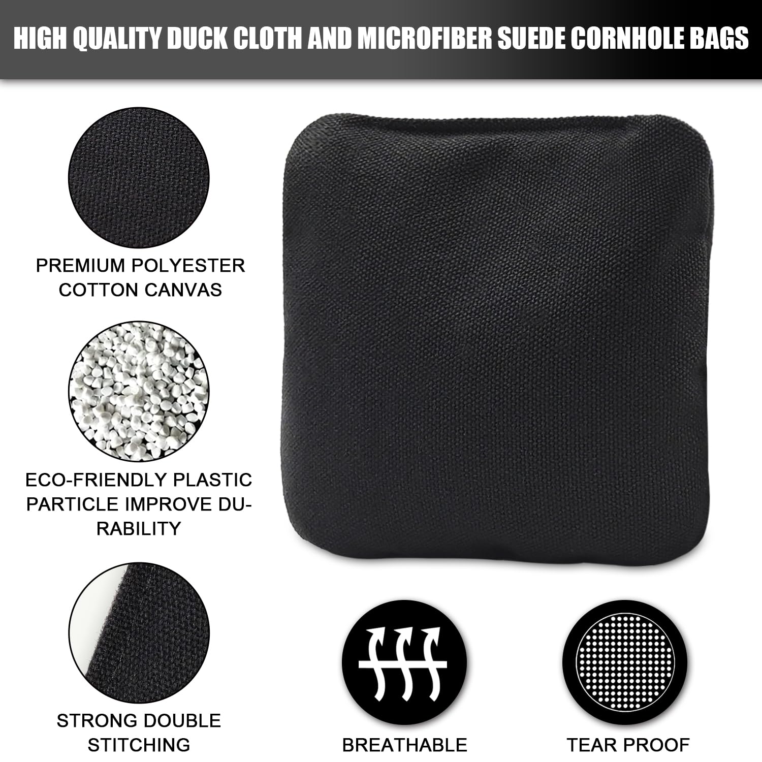Premium Cornhole Bags Set of 8 - Dual Sided Regulation Cornhole Bean Bags with Slick & Stick Surfaces for Professional Cornhole Tournaments - Perfect for Backyard Games, Tailgating Parties & Outdoor Family Fun