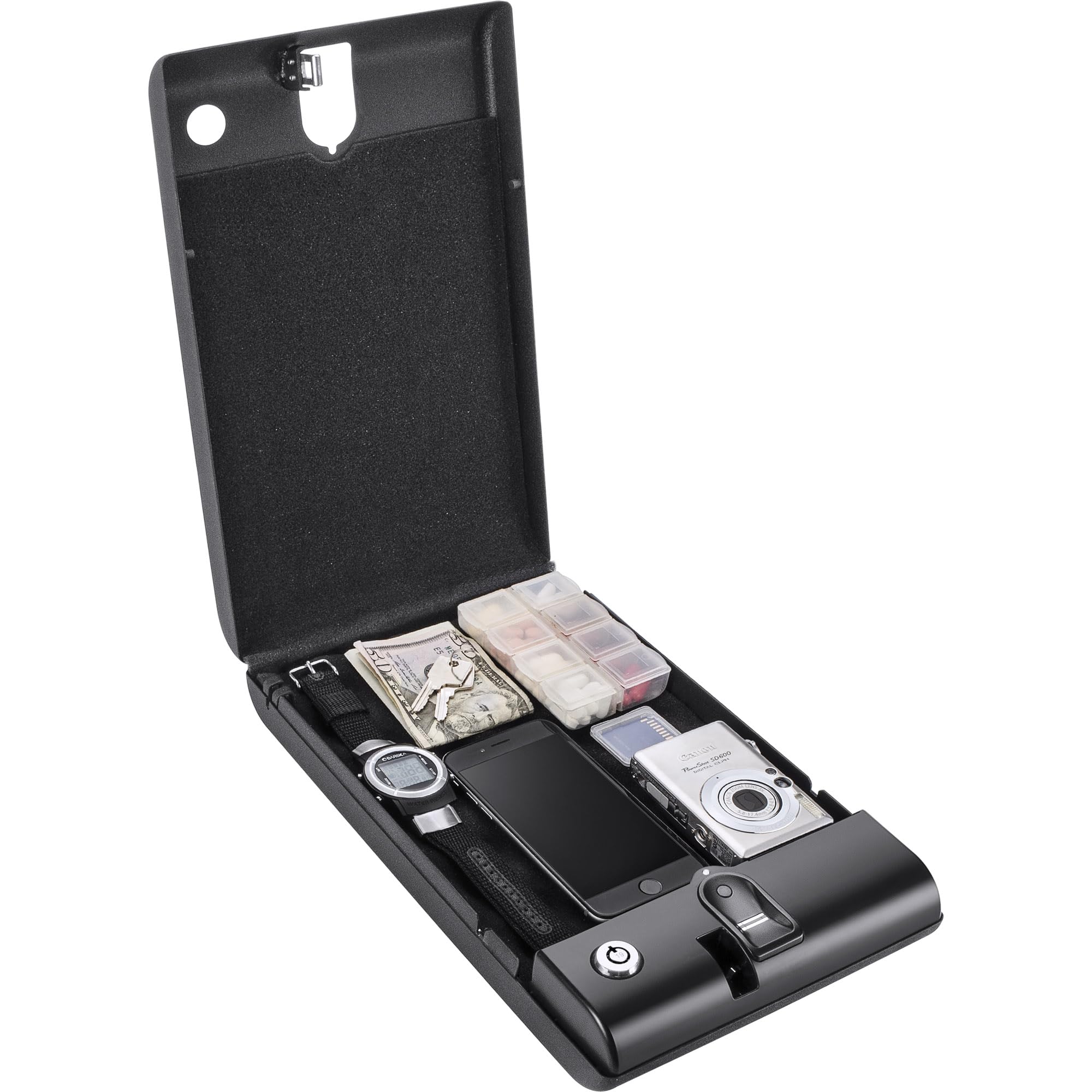 Barska AX11970 Portable Biometric Safe Box - Fingerprint & Key Lock Security for Home, Office, Travel & Gun Storage | Compact Digital Safe for Jewelry, Cash & Documents