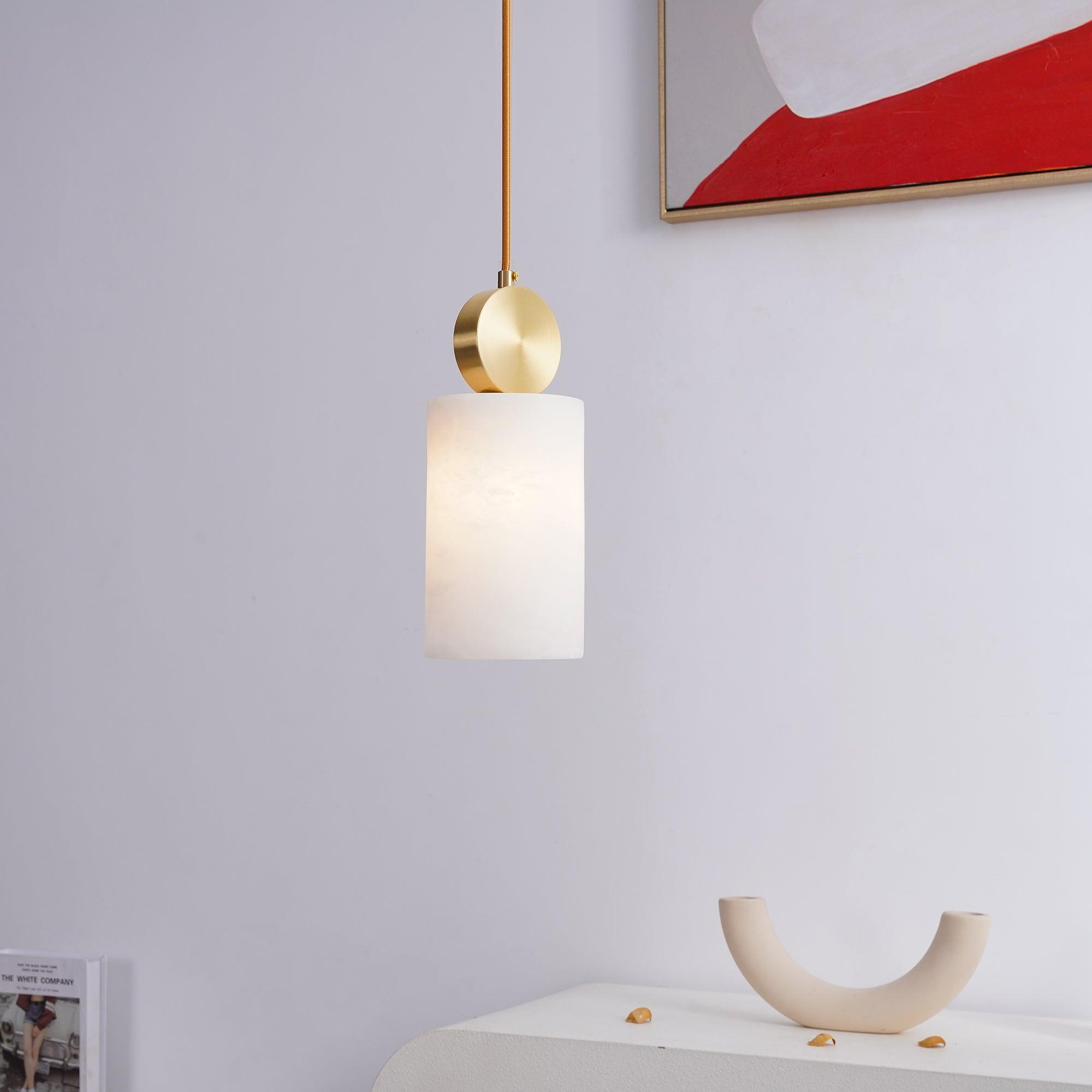 Etruscan Alabaster Pendant Light - Handcrafted Vintage Ceiling Fixture for Dining Room, Kitchen Island & Bedroom Lighting