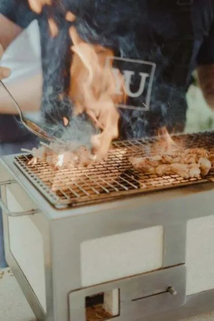 Nano Pro Kasai Konro Grill with Stainless Steel Frame V2 - Portable Japanese Charcoal BBQ Grill for Outdoor Camping, Backyard, Picnics & Tailgating