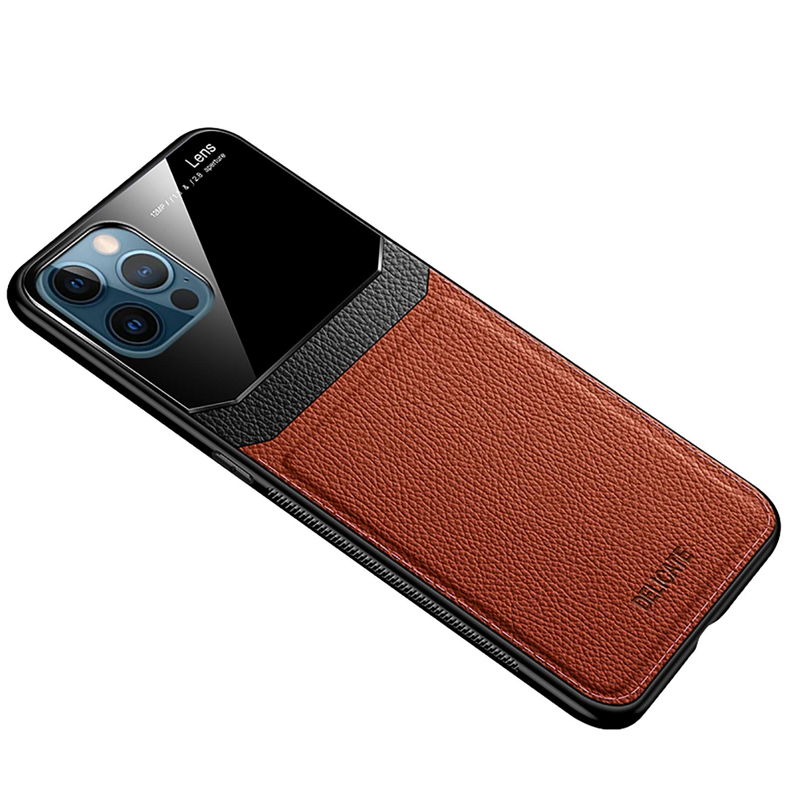 Yesun K Fashion Genuine Leather Plexiglass iPhone 12 Pro Max Case (6.7
