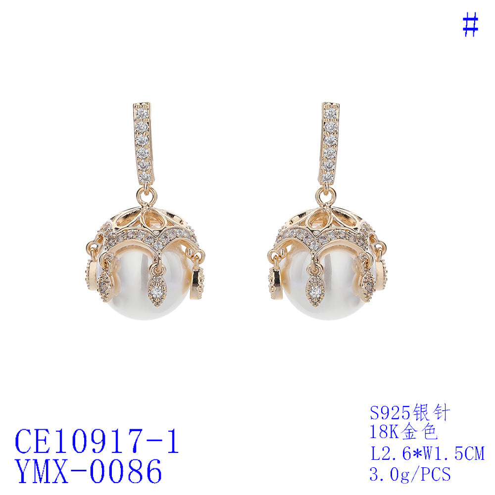 Elegant Cubic Zirconia Pearl Dangle Earrings for Women - Wedding Bridal Jewelry CE10917 | Perfect for Bridesmaids, Prom, and Formal Occasions