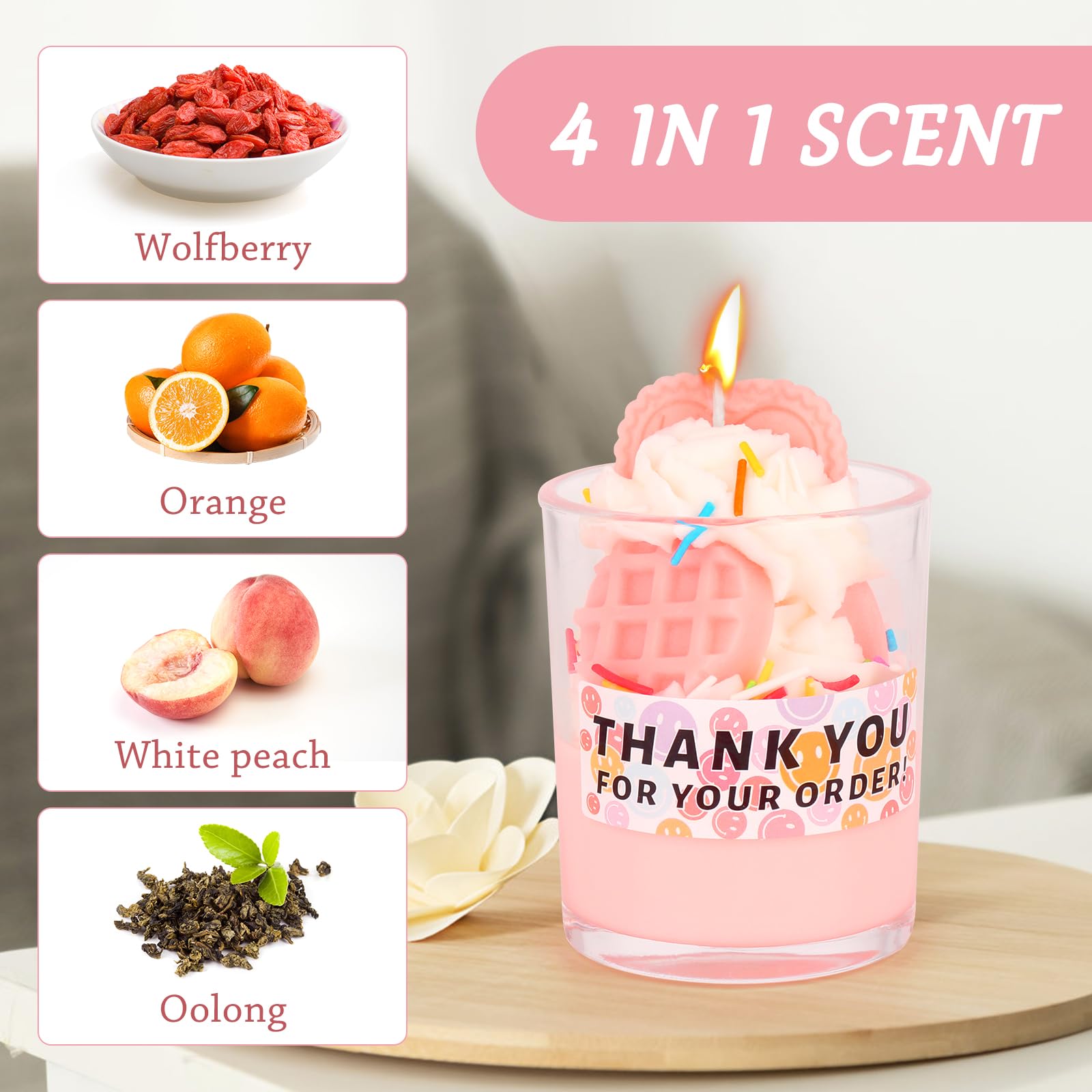 DAJASD Scented Soy Wax Candles in Glass Jar - Aromatherapy Gifts for Women, Relaxing Home Decor for Bedroom, Bathroom & Office - Perfect for Birthday, Halloween, Christmas (Light Pink)